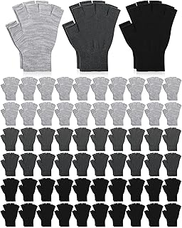 60 Pair Fingerless Glove Unisex Half Finger Gloves Knit Gloves Winter Warm Fingerless Gloves for Men Women Teens