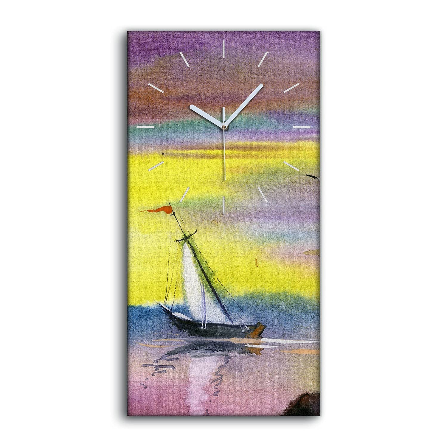 Horloge sur Toile de Mer 30x60cm pour Salon Design Nature