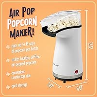 Vista 2 de Nostalgia Air Popper Popcorn Maker – 16 Cups Oil-Free Pop Corn – Includes 4-oz Measuring Cup – Perfect for Family Movie Nights – White