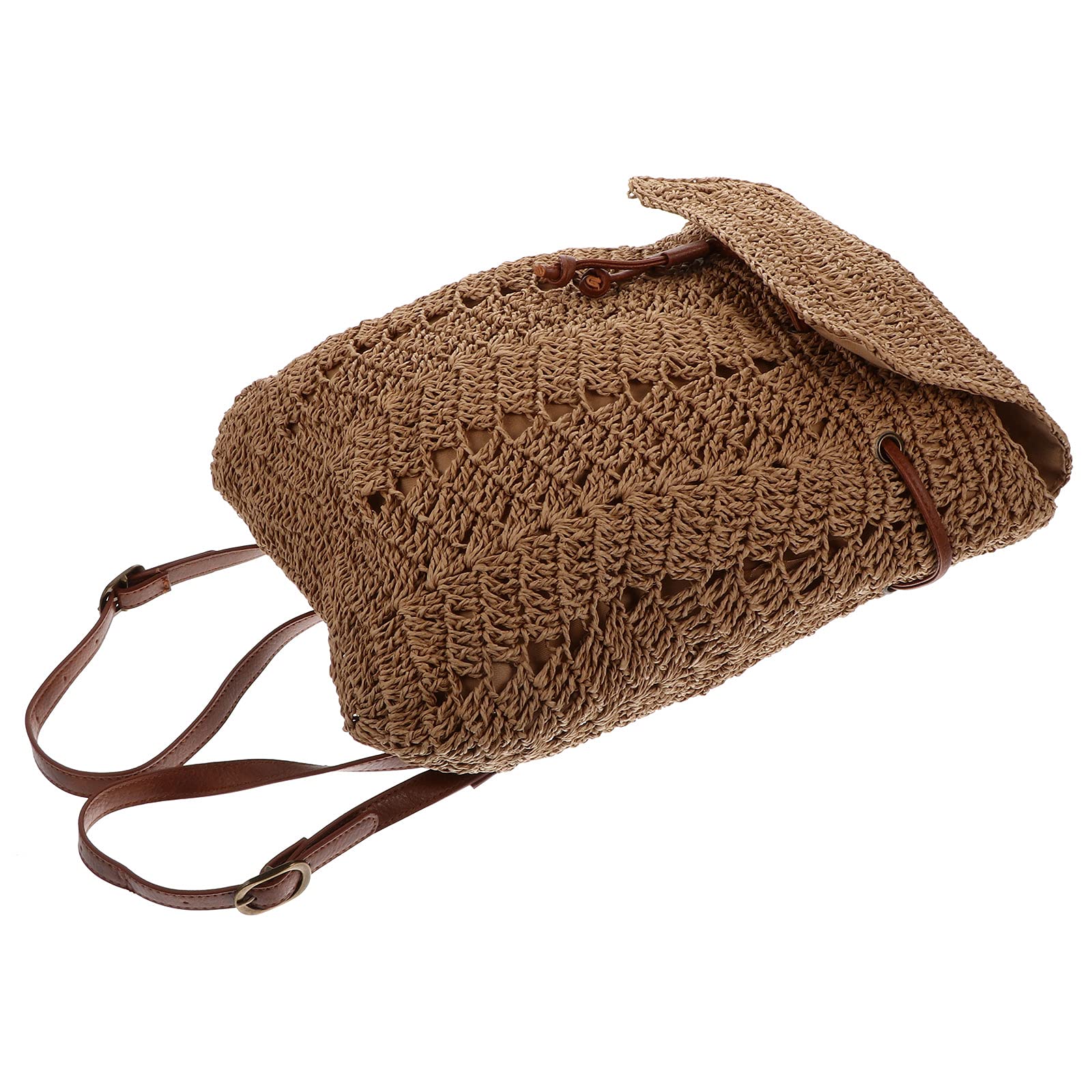 Housoutil Borsa da Spiaggia in Paglia Coulisse, Marrone, Donna