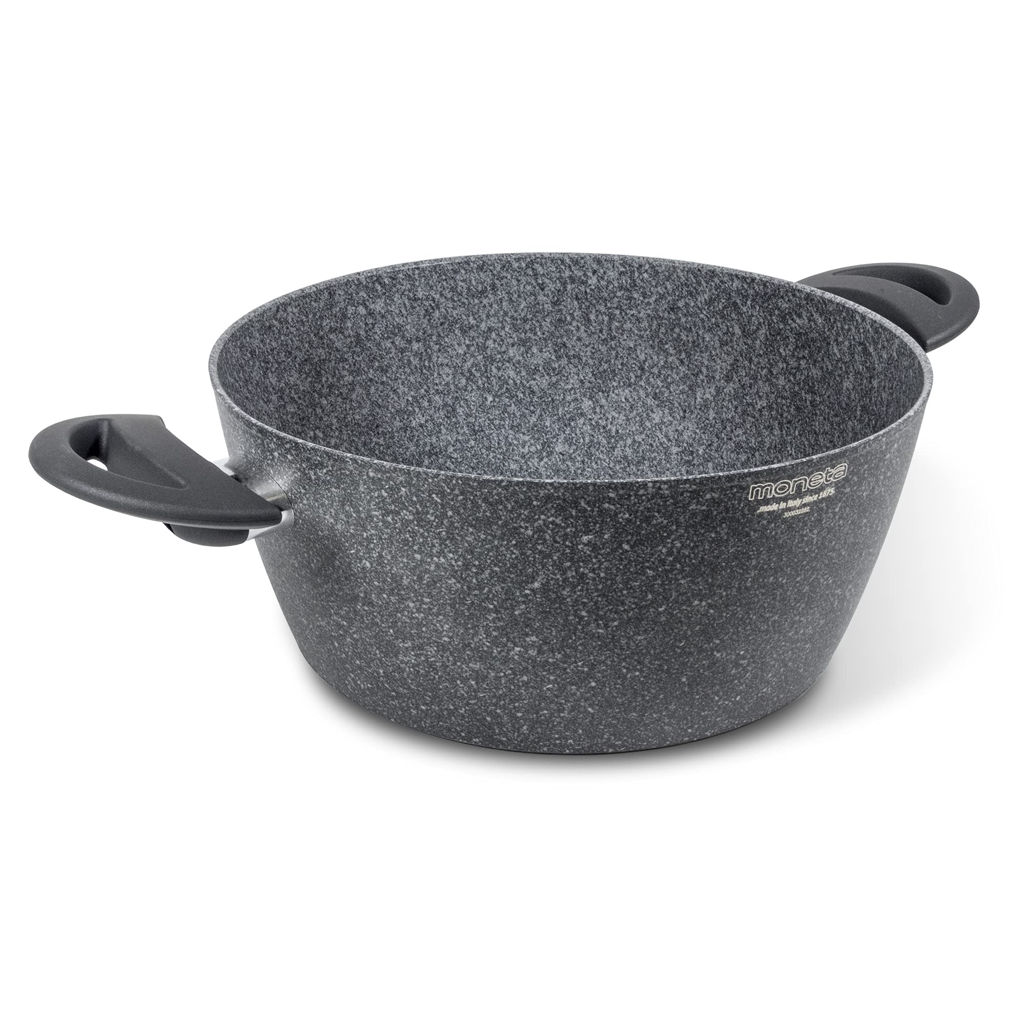 Moneta Sinfonia - Cacerola con 2 asas de 24 cm, también para inducción, reforzada con partículas minerales, fabricada en Italia