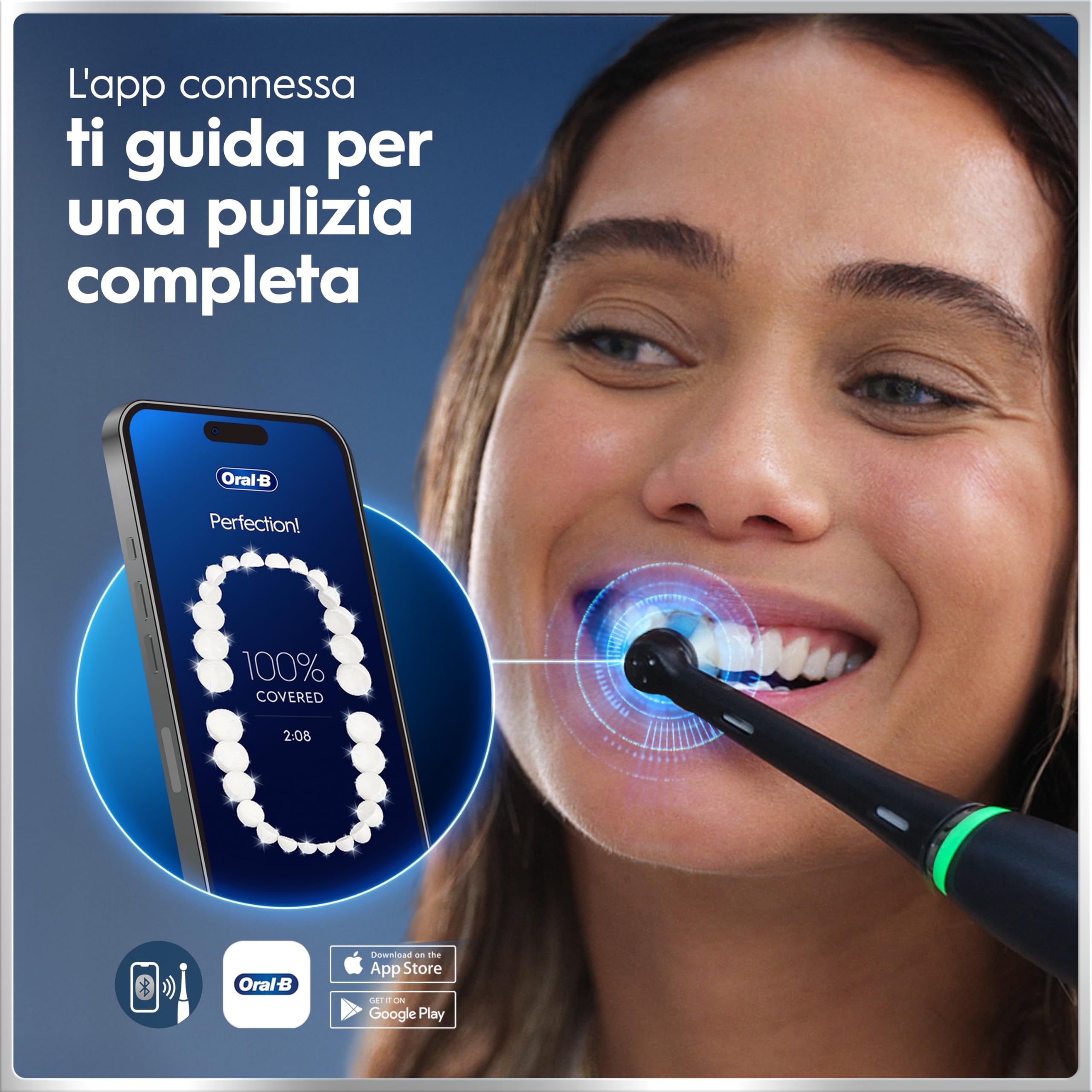 Oral-B iO 6 Spazzolino Elettrico, 3 Testine di Ricambio, Custodia, Nero - 3 Testine di Ricambio per Spazzolino Elettrico, Ricaricabile, Custodia Viaggio, Sensore di Pressione, Pulizia Denti Efficace