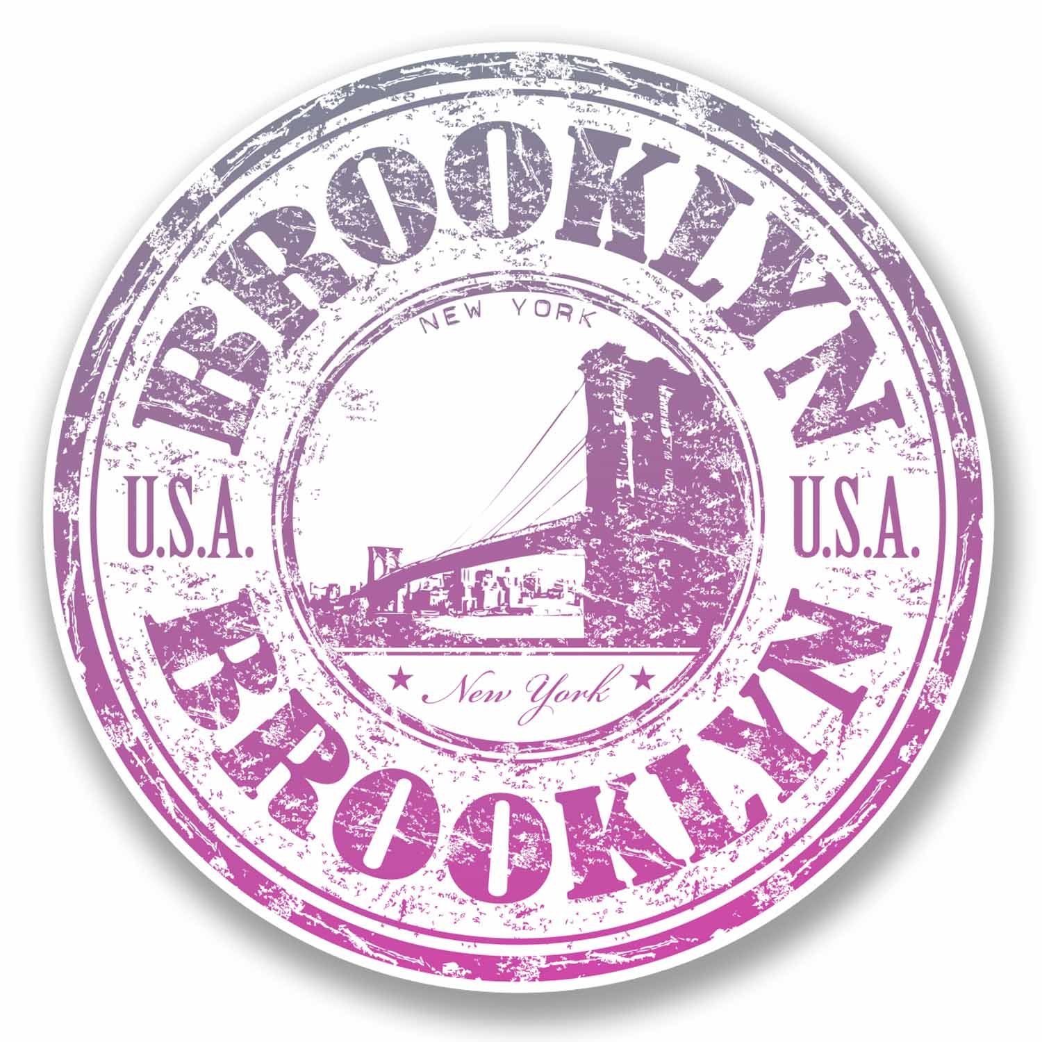 Destinationvinyl Multi 2 X 10Cm Brooklyn New York Vinyl Sticker Luggage Travel Laptop Helmet Usa #9714 (10Cm Wide X 10Cm High)
