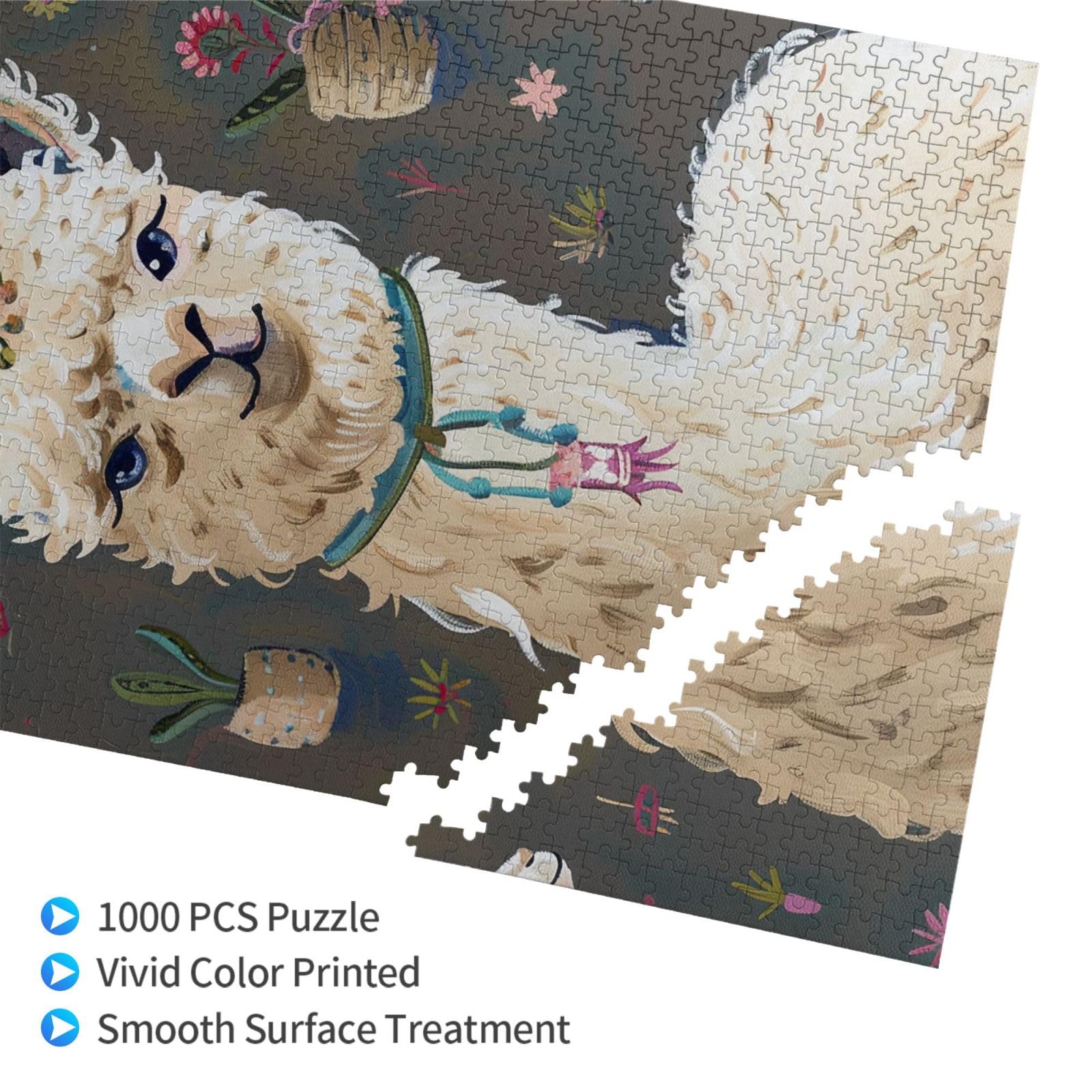 Puzzle da 1000 pezzi con lama di alpaca, per adulti, gioco rompicapo per la casa, regalo decorativo per la casa (75 x 50 cm)
