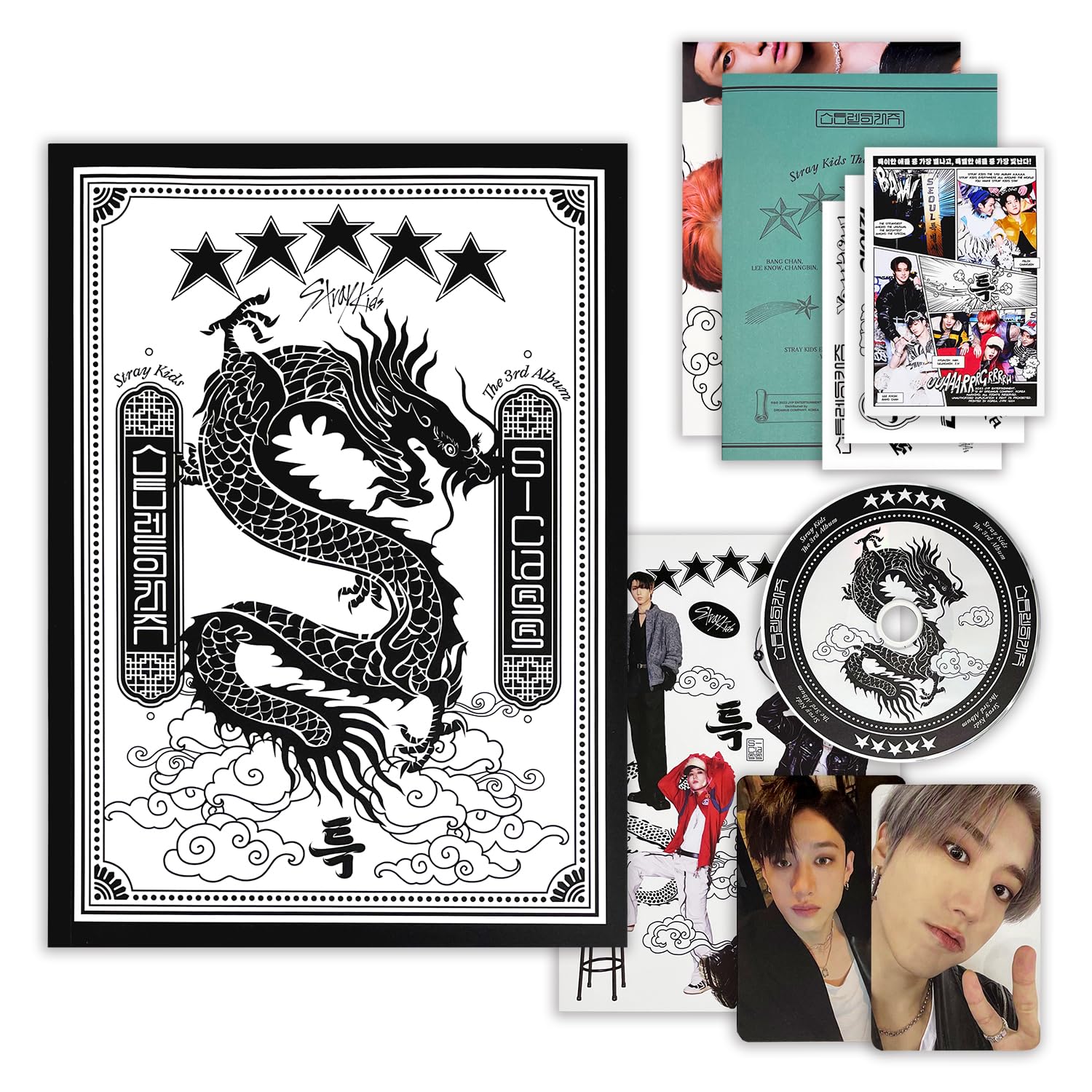 STRAY KIDS ★★★★★ 5-STAR Standard Ver. - B VER. Photobook R + Photocards + OOTD Mini Poster + Sticker Set + Postcard + Mini Photobook + Folded Poster + 2 Pin Badges + 5 Extra Photocards