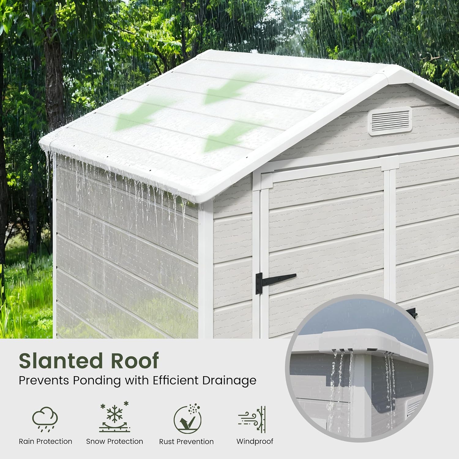 Amopatio Outdoor Storage Shed with Floor, 5x3 FT Lockable Plastic Tool Shed with Ventilation, Waterproof Resin Garden Sheds for Backyard, Patio, Lawn and Bike Bedge