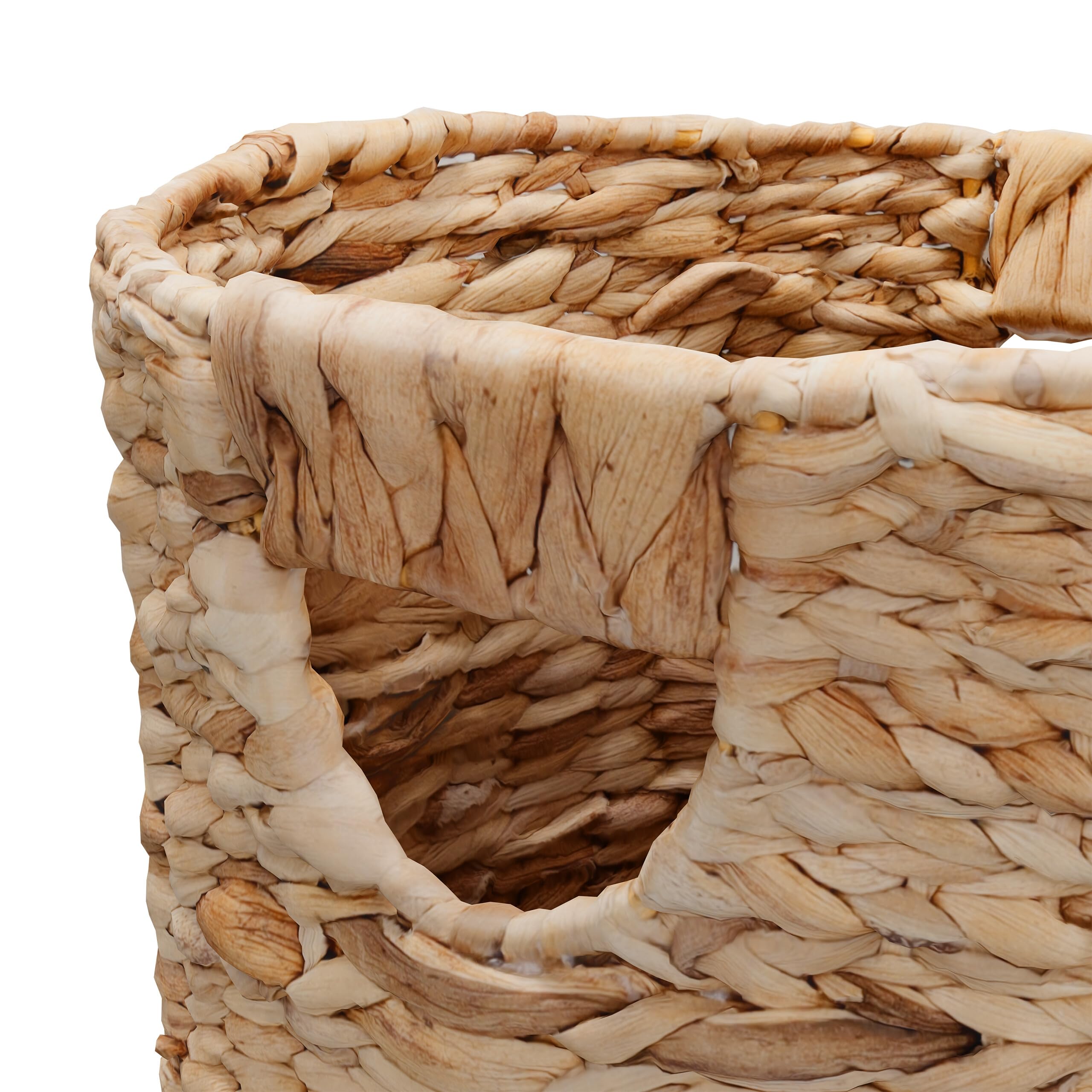 Relaxdays Kosz na śmieci z hiacyntu wodnego, kosz na śmieci do kuchni i łazienki, mały kosz na pranie, wys. x śr.: 32 x 25 cm, naturalny