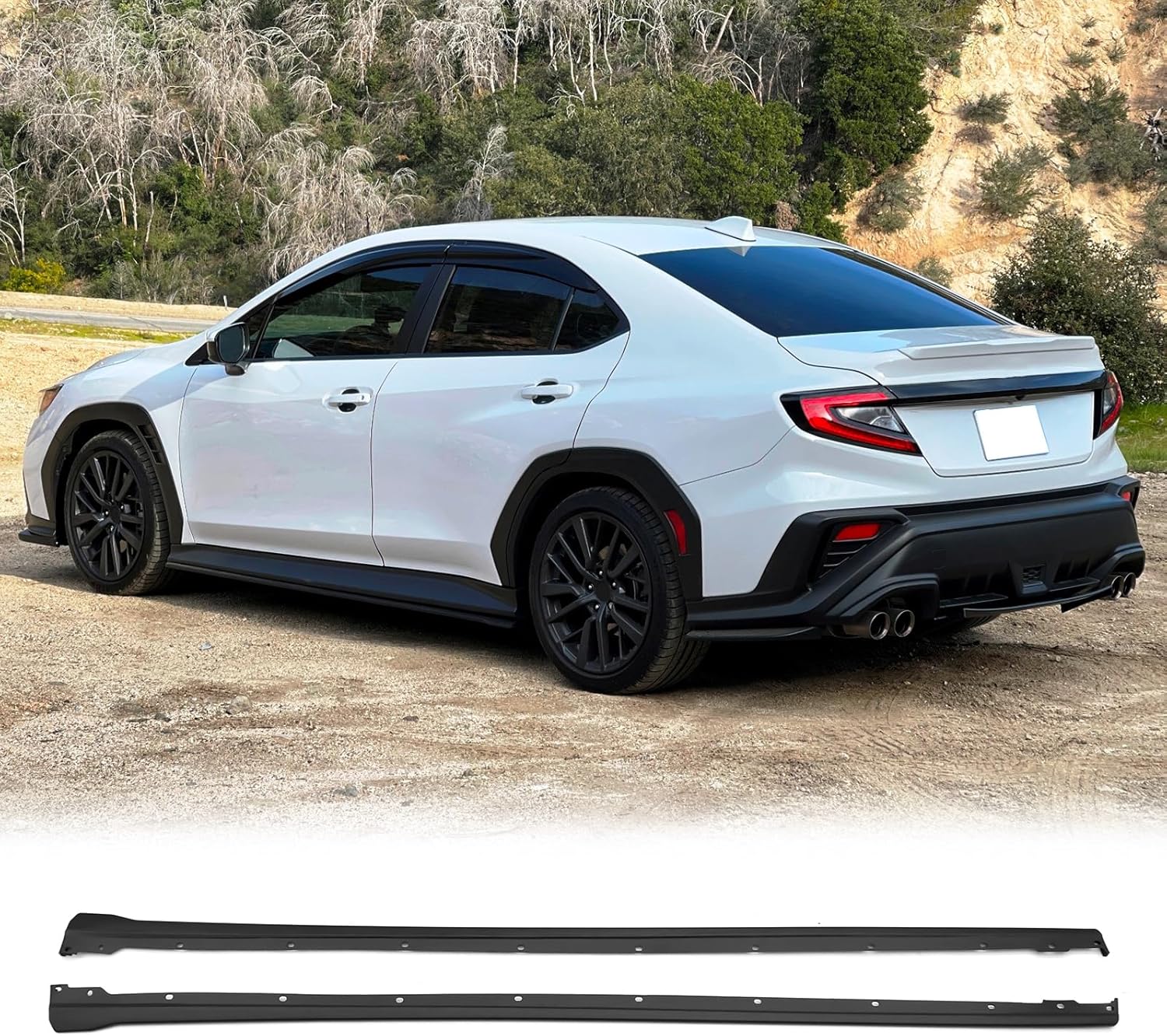 FREEMOTOR802 Side Skirts Fits 2022-2025 Subaru WRX 5th VB, STI Style Unpainted Black PP Polypropylene Rocker Panel Extension Splitter 2PCS Driver Passenger Side Bottom Line Body Kit