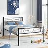 VECELO Twin Size Metal Platform Bed Frame with Headboard for Kids,Premium Steel Slat SupportNo Box Spring Needed,Noise-Free Anti-Slip,Easy Assembly