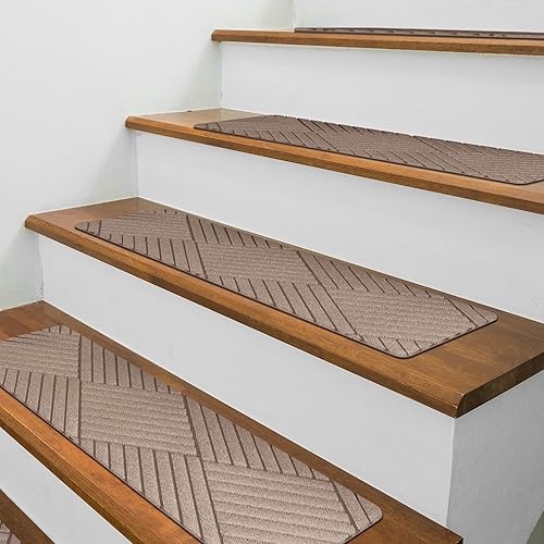 Peldaños de escalera antideslizantes para escalones de madera en interiores  Alfombra antideslizante para peldaños de madera con peldaños de