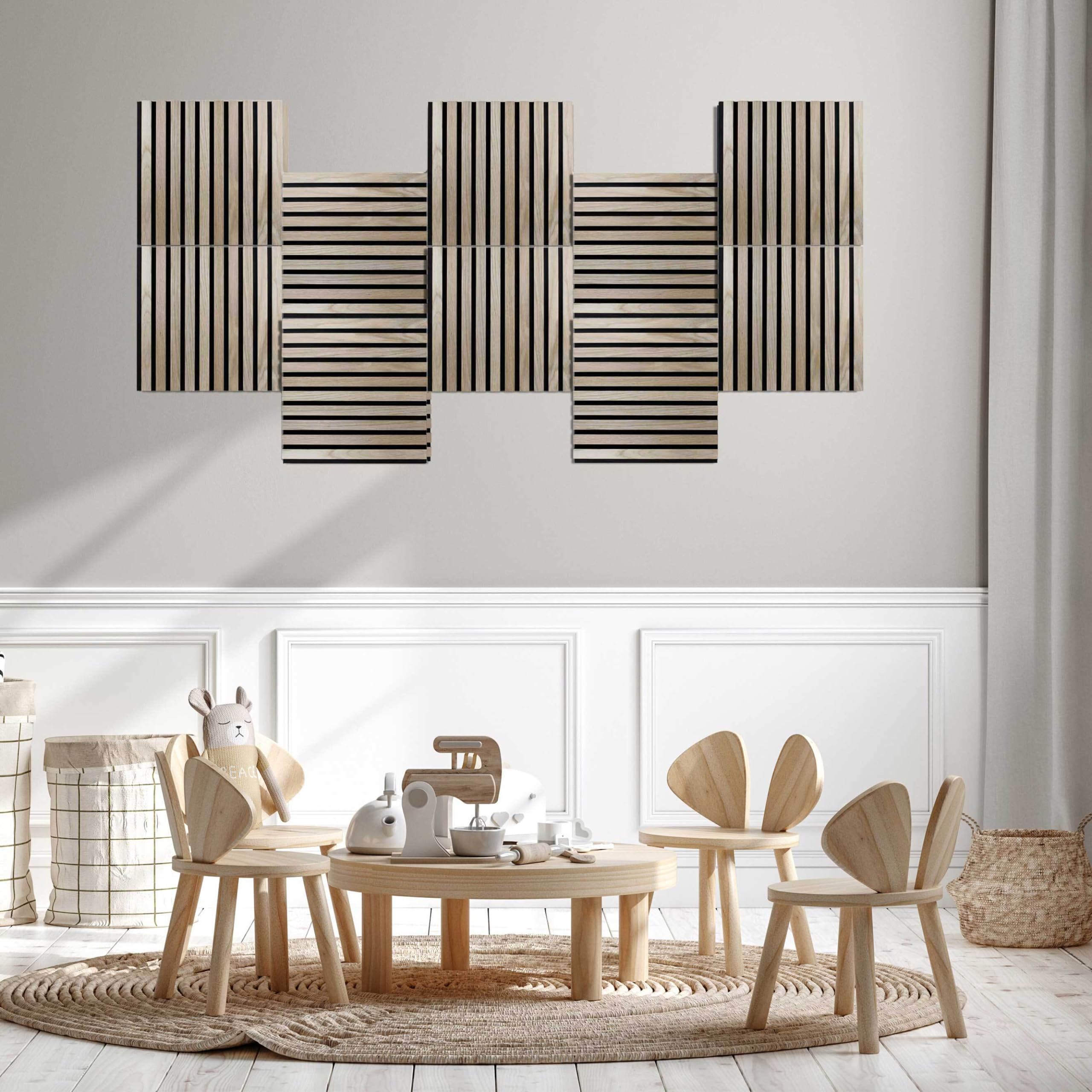 PROVISTON Zestaw 4 paneli ściennych 3D akustycznych 400 x 21 x 400 mm dąb jasno fornirowane płyty MDF drewniane podłoże filcowe jako materiał nośny