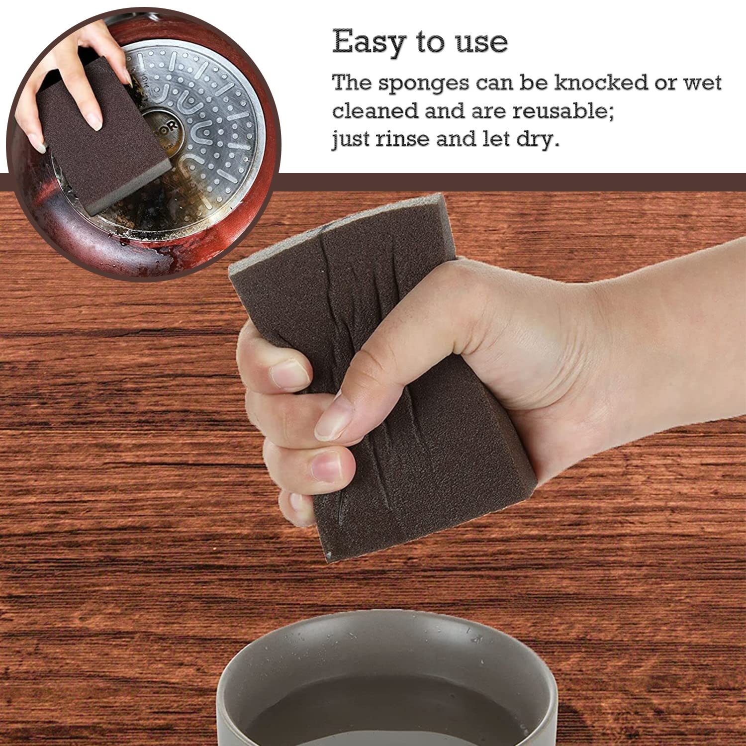 Fit For The Job Bloc De Ponçage 6 Pièces 60/80/100/120/180/200 Grains éponges De Ponçage Flexibles Réutilisables Lavables, Tampons De Ponçage Pour