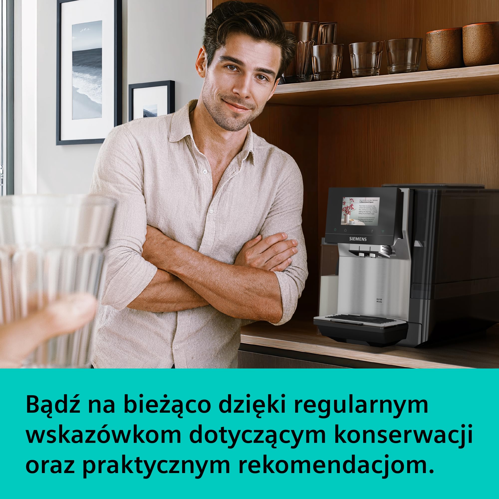 Siemens, automatyczny ekspres do kawy, EQ700 iAroma, wyświetlacz dotykowy, zintegrowany pojemnik na mleko, podgrzewacz filiżanek, Cold Brew i Slow Brew, stal nierdzewna/czarny, TQ727E03