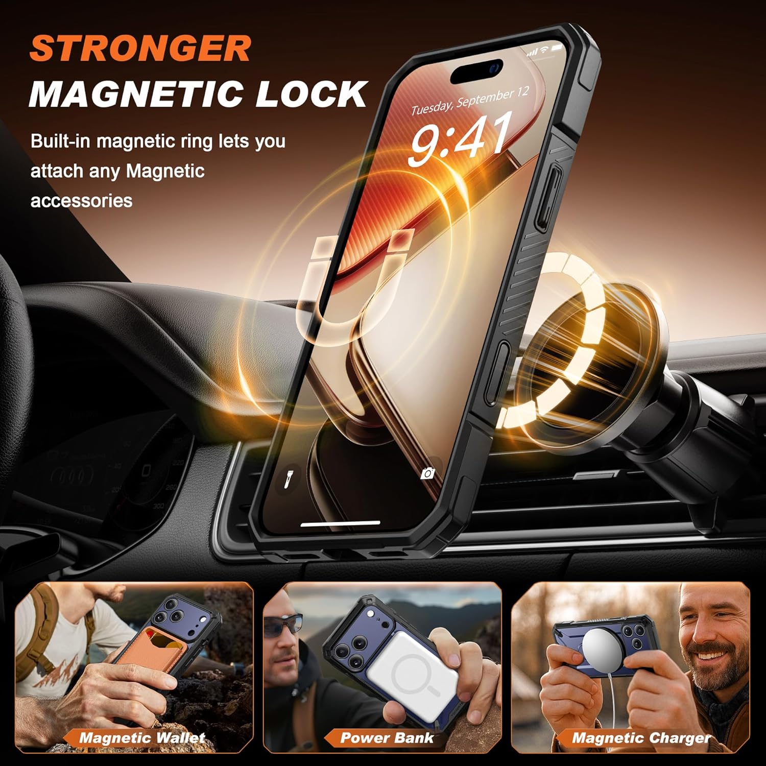 TONGATE for iPhone 17 Pro Max Case with 360° Spin Magnetic Stand, [Compatible with MagSafe][Military-Grade Protection] with Privacy Screen Protector & Camera Control Cover for iPhone 17 ProMax, Blue