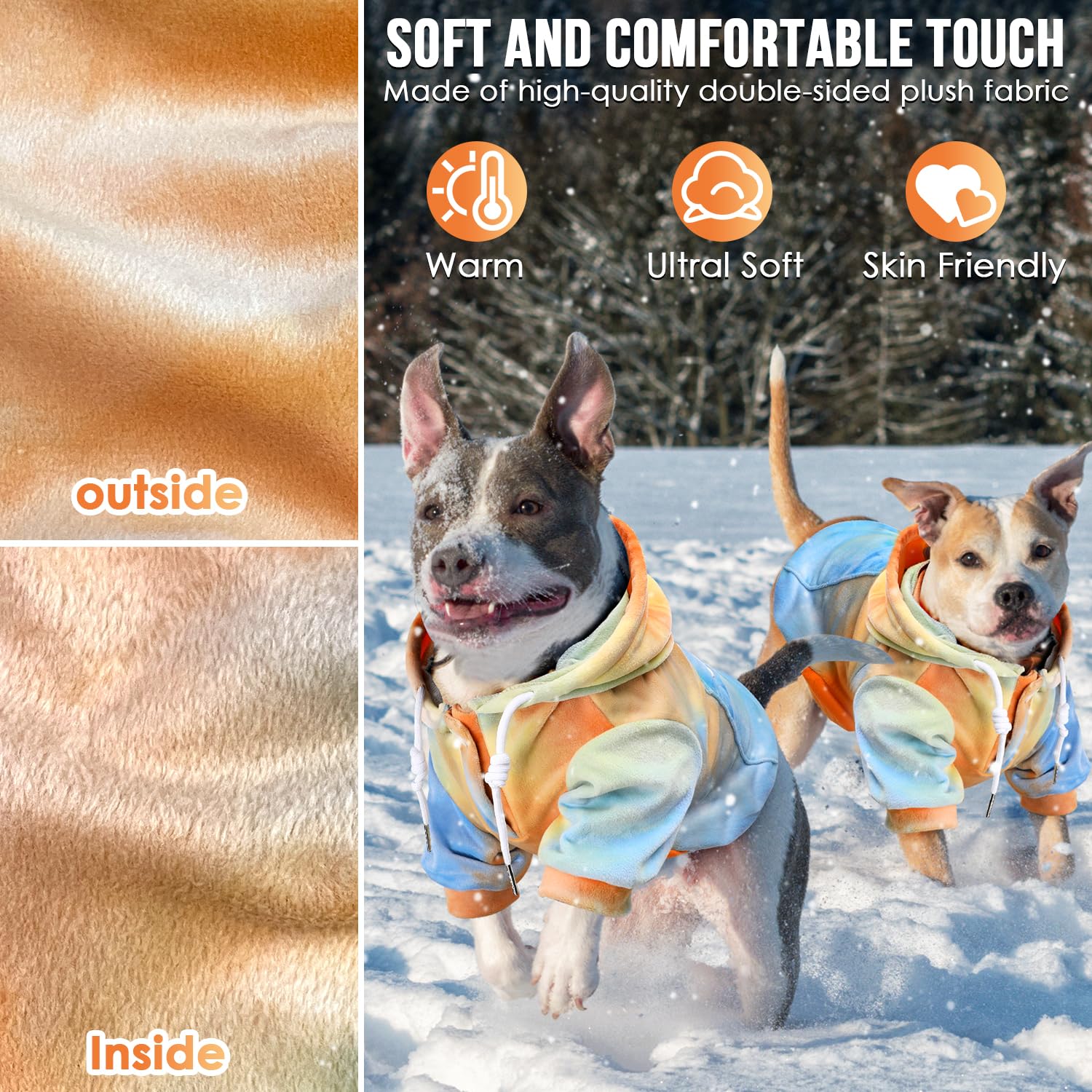 SlowTon Dog Hoodie Tie Dye - Warm Dog Sweater Hoodies with Pocket, Fall Winter Dog Coat Jacket Pet Outfit Puppy Hooded Sweatshirt Clothes for Small Medium Large Dogs Boy Girl (Orange, L)
