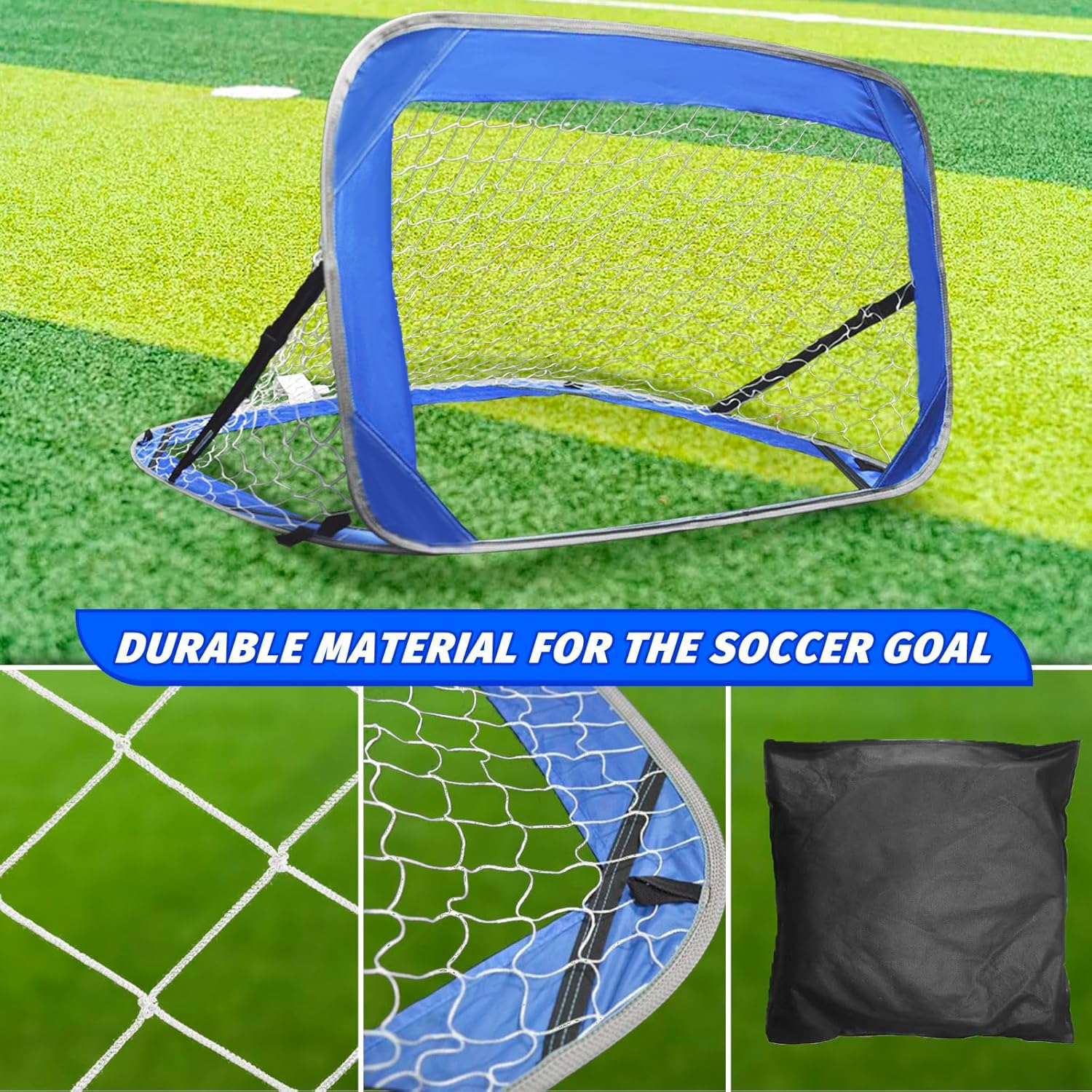Porte da calcio pop-up portatili per il cortile, set da 2, mini reti da calcio per interni ed esterni, rete da allenamento pieghevole per porte da calcio con picchetti, borsa per il trasporto, gioch
