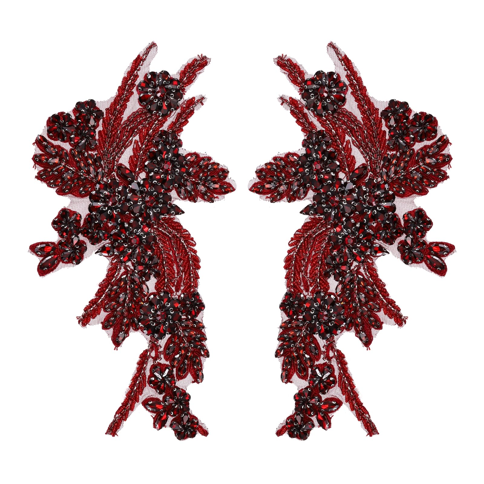 Appliques à strass bordeaux pour concevoir et décorer des robes de mariage et de gala