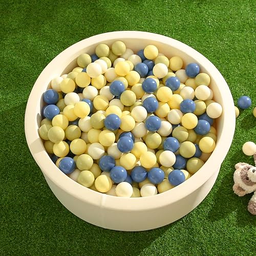 Miniatura 4 de TRENDPLAY Big Ball Pit Balls  Diversión de 2.75 pulgadas para el desarrollo sensorial y físico de los niños, crema+verde matcha+amarillo caramelo +