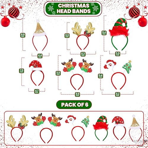 Miniatura 2 de KatchOn, Juego de diademas y lentes de Navidad, paquete de 12, accesorios para fiestas de Navidad, accesorios para el cabello de Navidad, diadema de