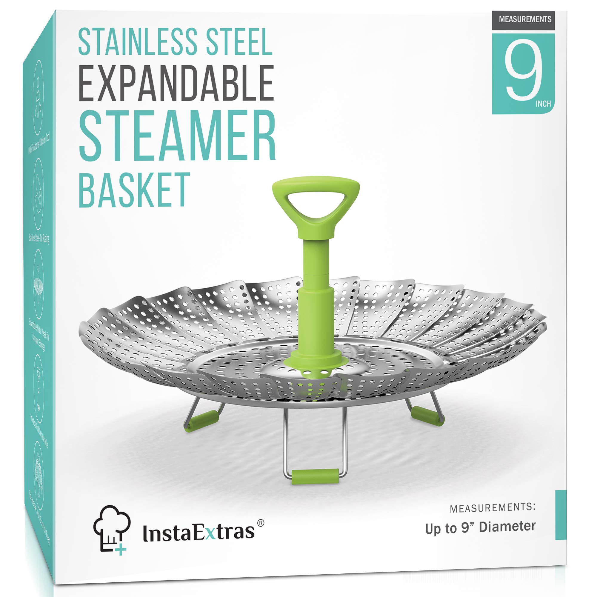 Stainless Steel Expandable Steamer Basket - Collapsible Steam Cooking Insert For Steaming Food, Vegetable - Compatible With Instant Pot 3 6 8 Qt, Pressure Cooker, 5-9 Inch Adjustable Fits Any Size Pan