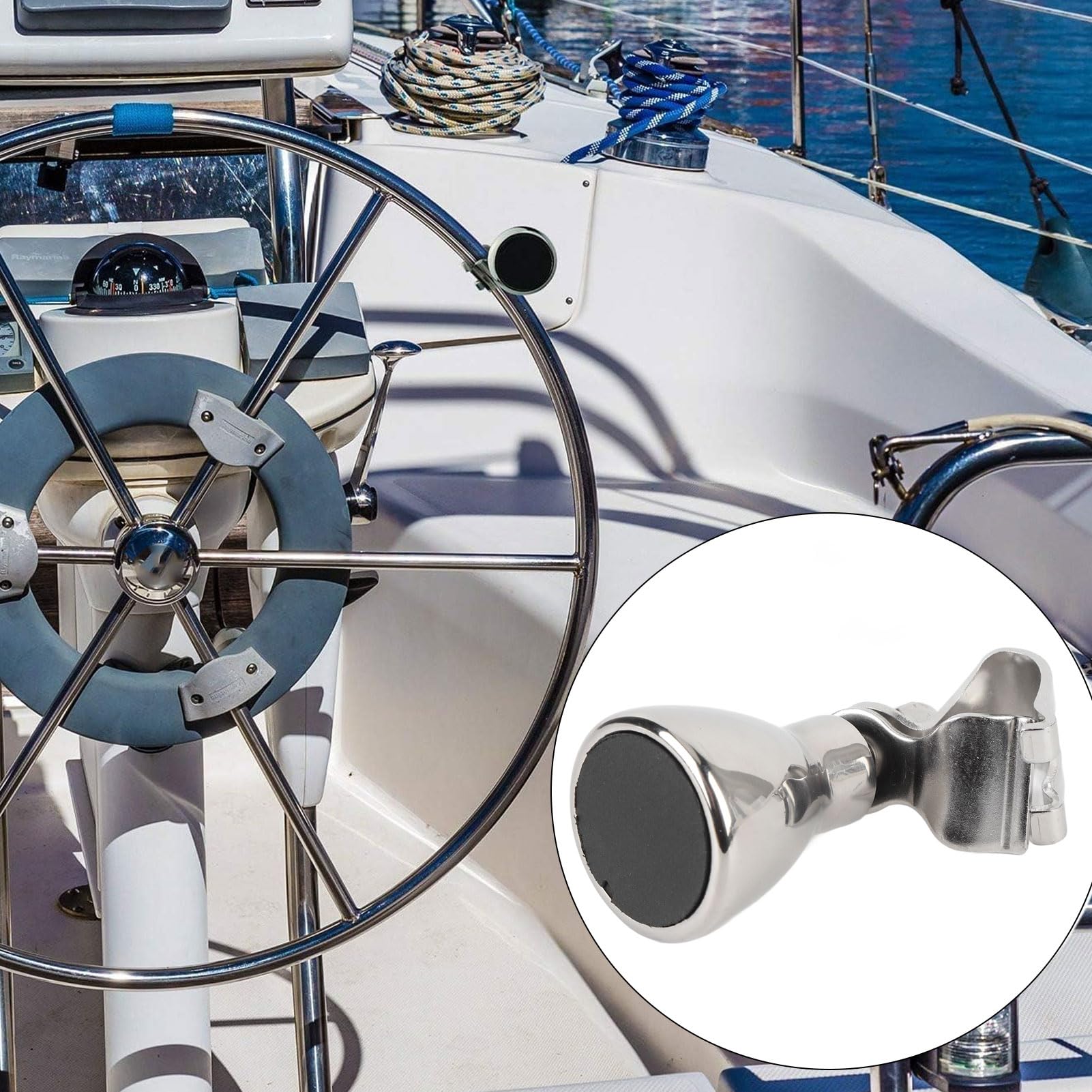 aqxreight 316 Manopola del Volante per Barca in Acciaio Inossidabile - Manopola di Controllo Spinner Lucida per Manovre Facili su Yacht, Camion e Automobili