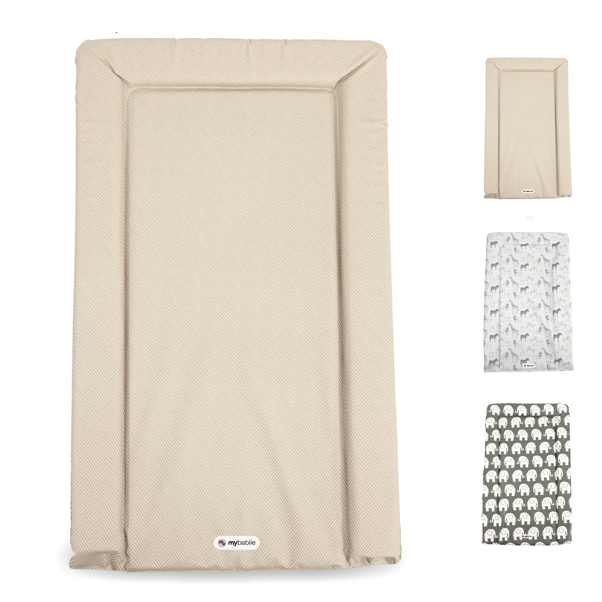 My Babiie Changing Mat - Padded, Waterproof, Raised Edges, Easy Wipe Clean, Baby Nappy Change Mat - Oatmeal Herringbone