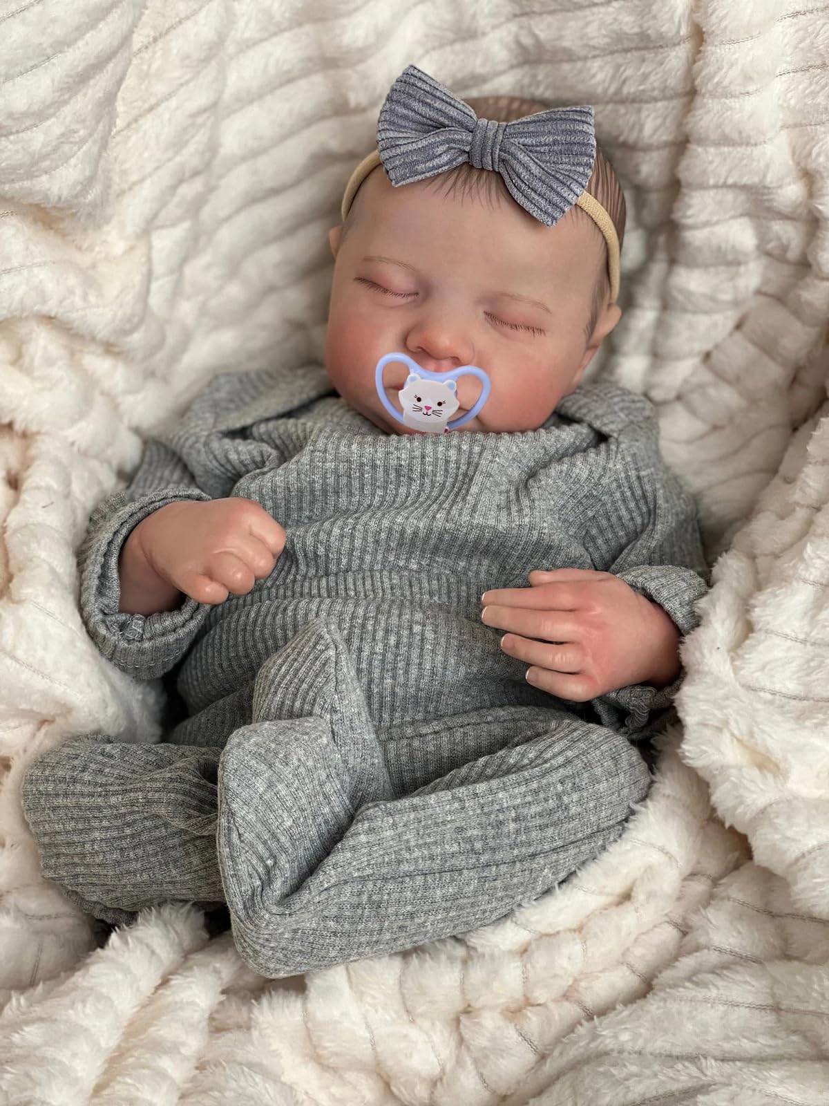 MineeQu 19 cali Premie Baby Doll Realistyczna odrodzona laleczka bobas Wykonana z silikonu winylu Pełne ciało Anatomicznie poprawne śpiące Nowonarodzone lalki Dziewczyna Wyglądają jak prawdziwe