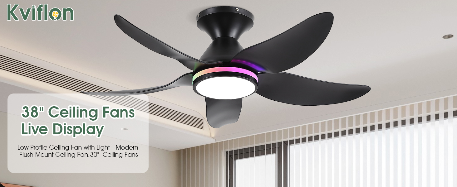 Kviflon Ceiling Fans with Lights Remote/APP Control, 38 display picture 1