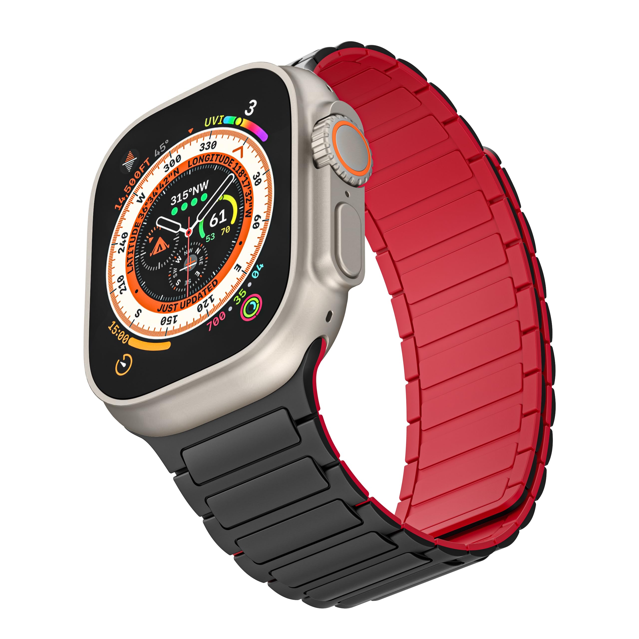 Cinturino magnetico di lusso compatibile con cinturini Apple Watch Ultra da 49 mm, 45 mm, 44 mm, 42 mm, impermeabile, morbido, sportivo, in silicone, per iWatch serie 9/8/7/6/5/4/3/2/1/SE