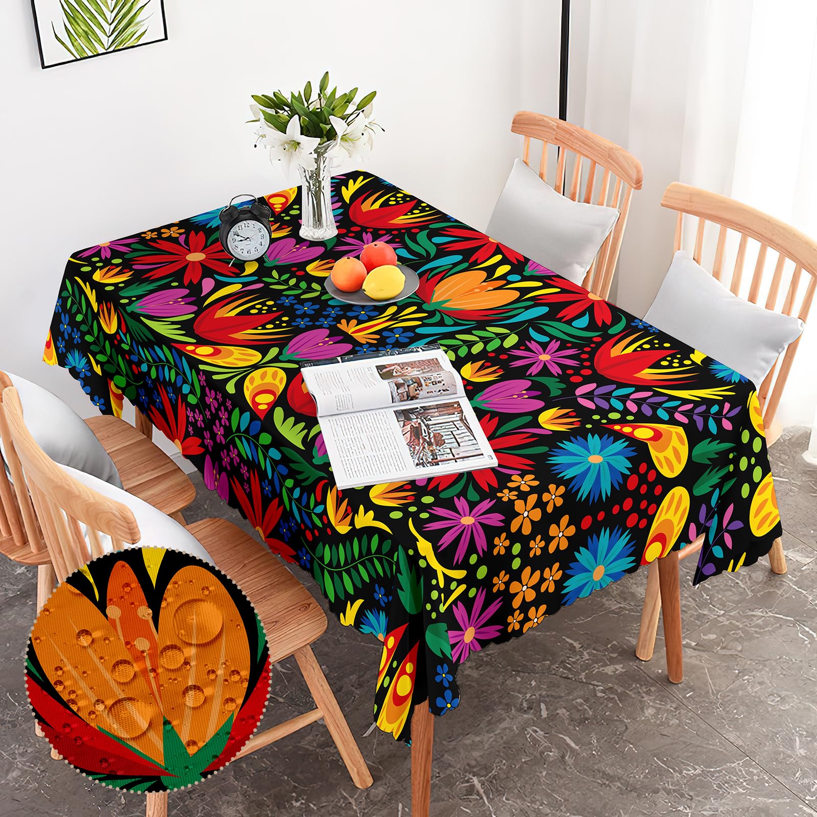 Rectangle Table Cloth, Bohol Rectangle Tablecloth, Stain Resistance Water Repellent and Wrinkle-Free, Table Cloth Decor for Home Kitchen Dining Party Patio Indoor and Outdoor Use, 60x102''