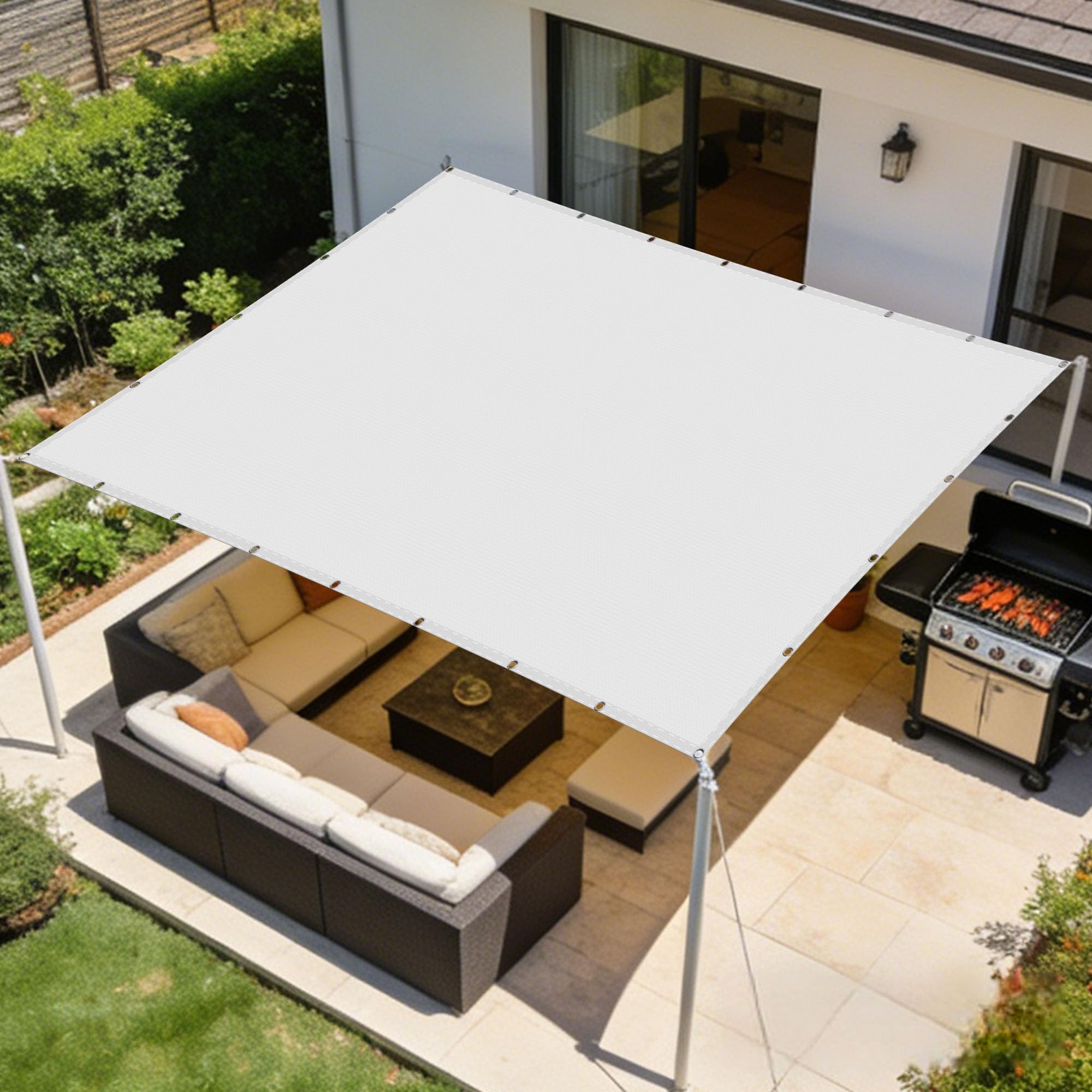 Toile ombrage rectangulaire 200x600 cm blanche imperméable pour le jardin