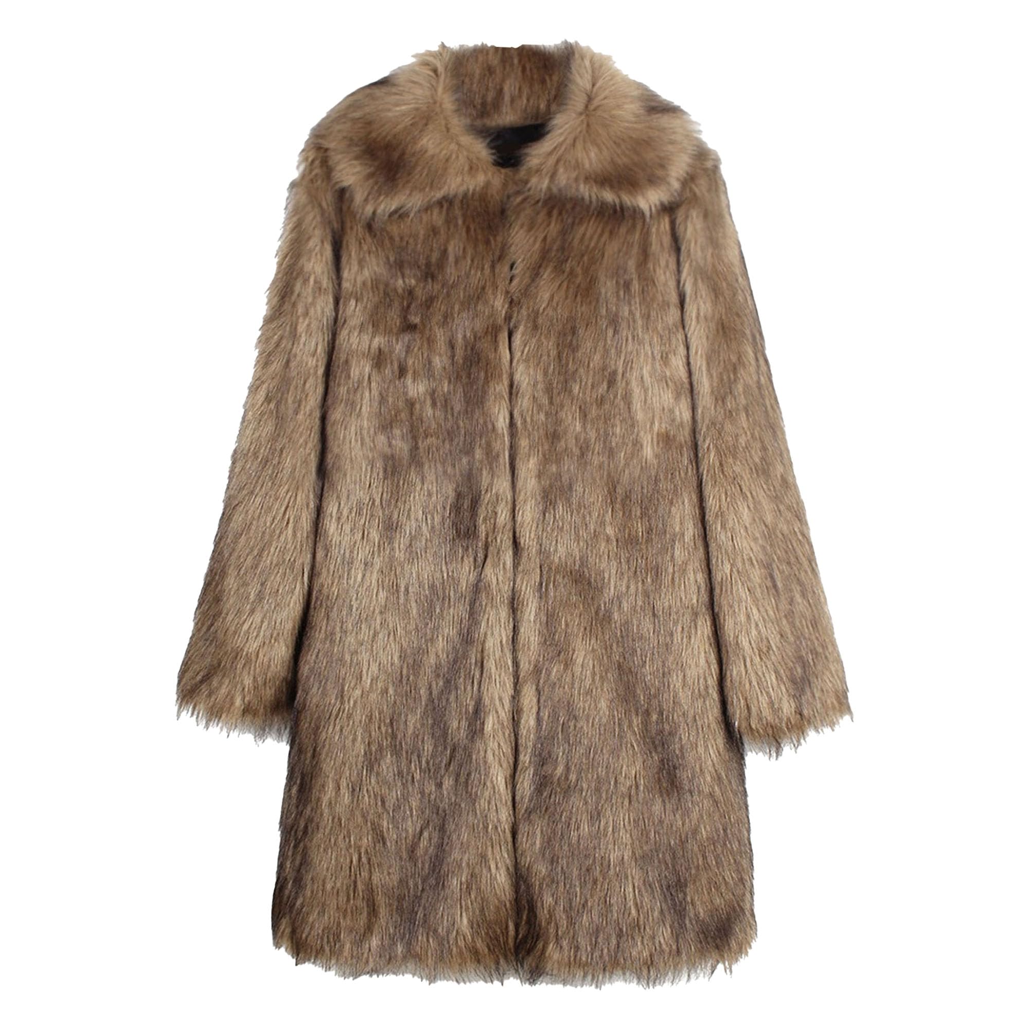 Abrigo largo de piel sintética cálido para hombre, abrigo peludo, exterior de invierno, chaqueta polar gran tamaño
