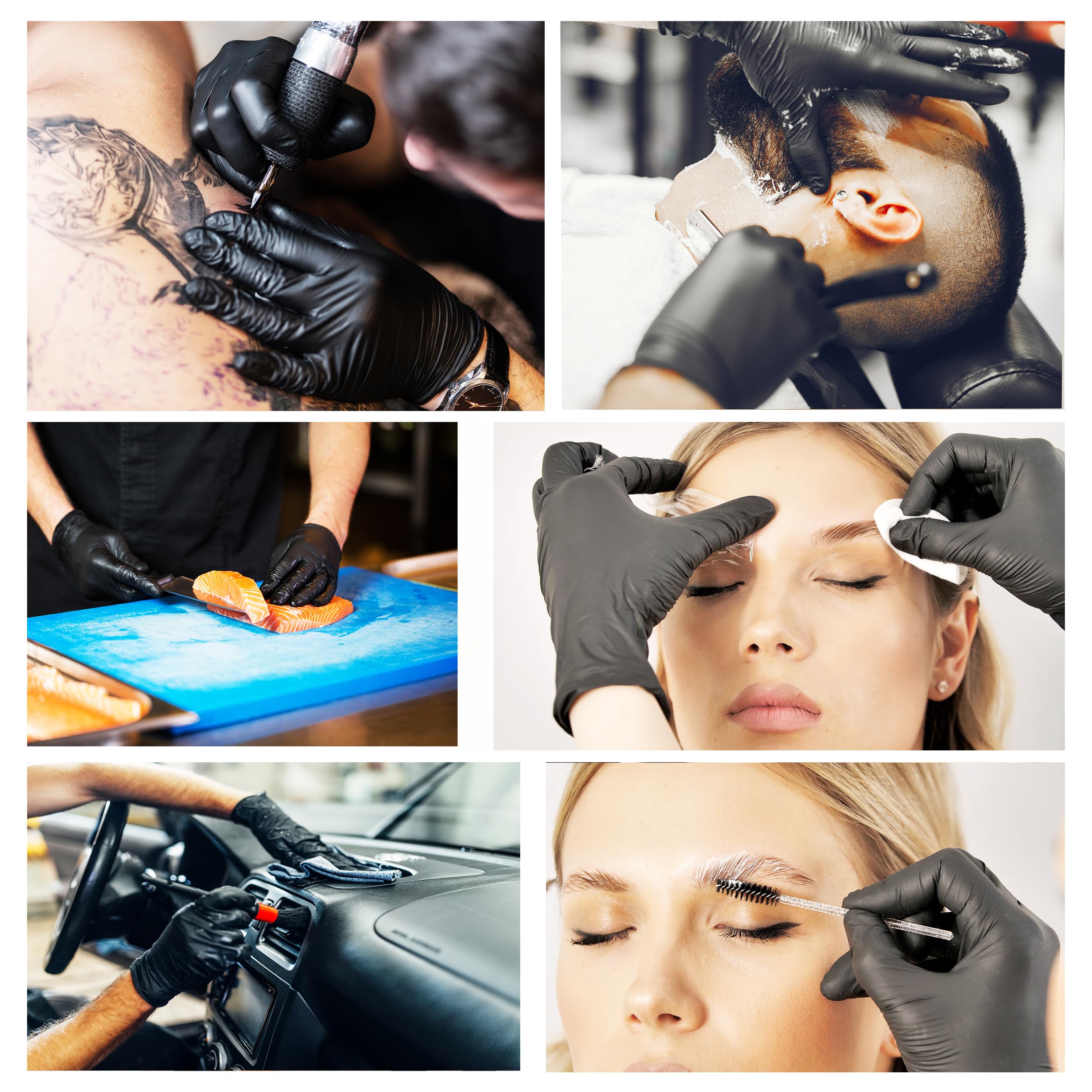 R MOVE 100 guanti in nitrile monouso neri M senza polvere, gloves ambidestri usa e getta per alimenti, non sterili, senza lattice, ipoallergenici - per ambiti medici, Estetisti, Tatuatori (M, Neri)