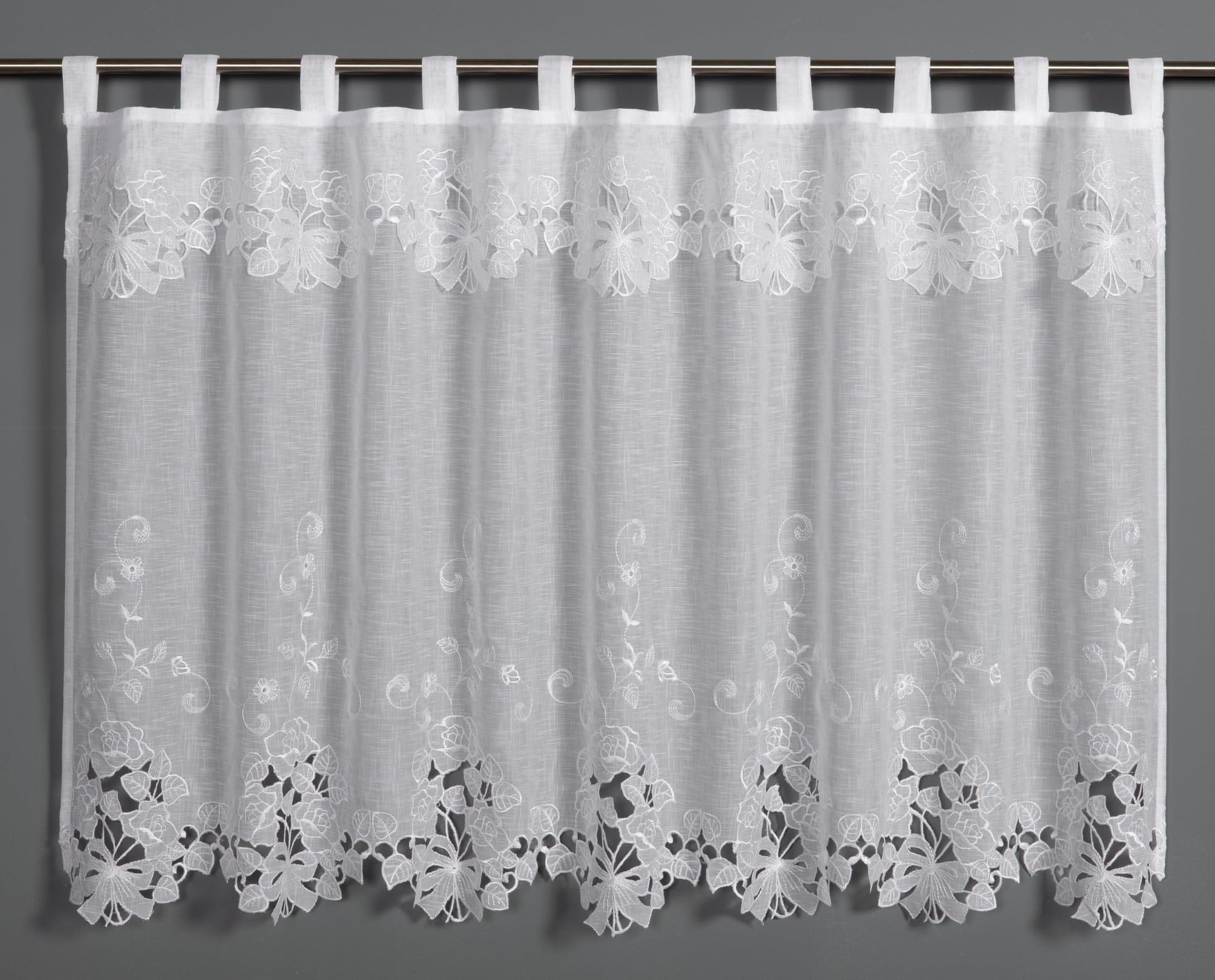 Gardinia Dolly Voile Lace Bistro Curtain, White, 135 x 75 cm