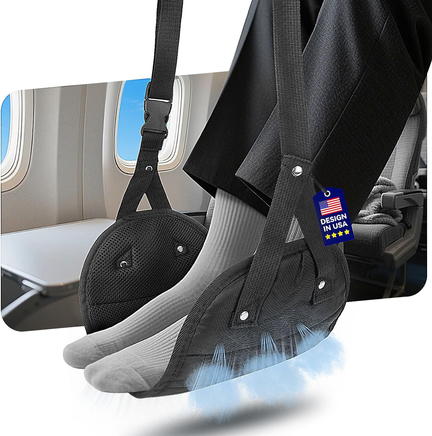 ErgoLift Under-Desk Foot Hammock for Office and Airplane