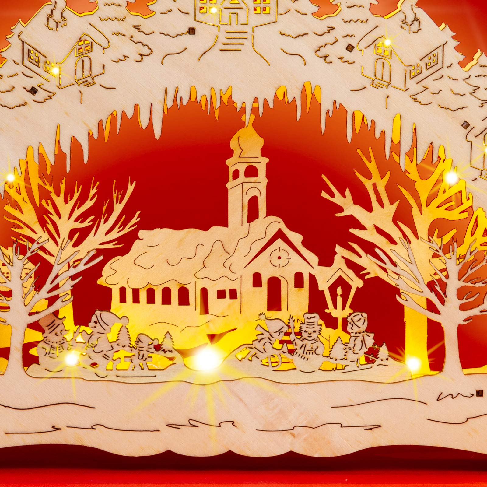 SIKORA LB03 beleuchteter LED Holz Schwibbogen DORFKIRCHE inklusive Trafo