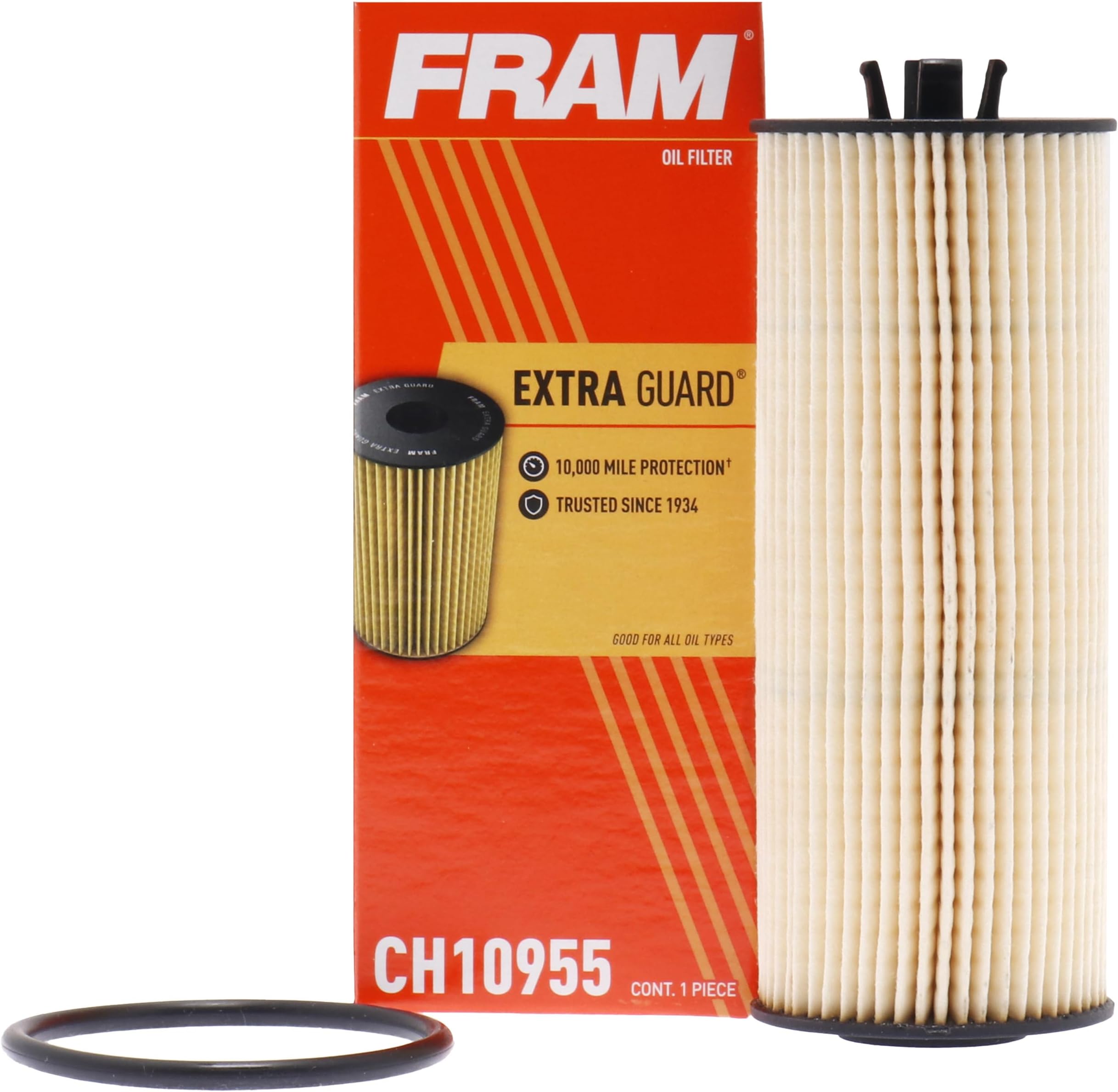 FRAM Extra Guard CH10955, 10K Mile Change Automotive Replacement Interval Cartridge Engine Oil Filter for Select Vehicle Models