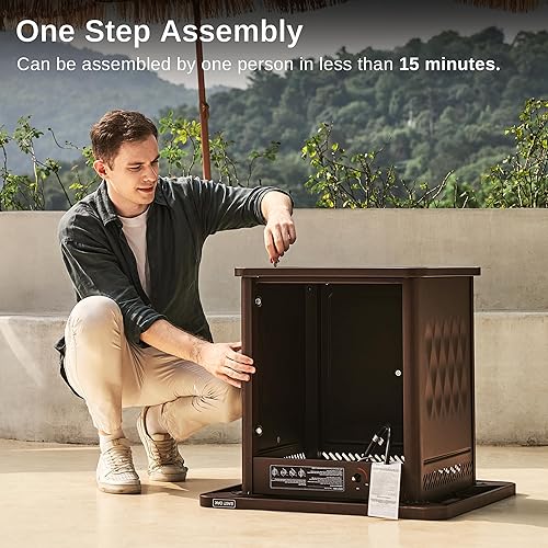 Miniatura 2 de EAST OAK Mesa para fogata de propano de 28 pulgadas, fogata de gas de acero de 50,000 BTU para exteriores, terraza de patio y jardín, mesa de fuego