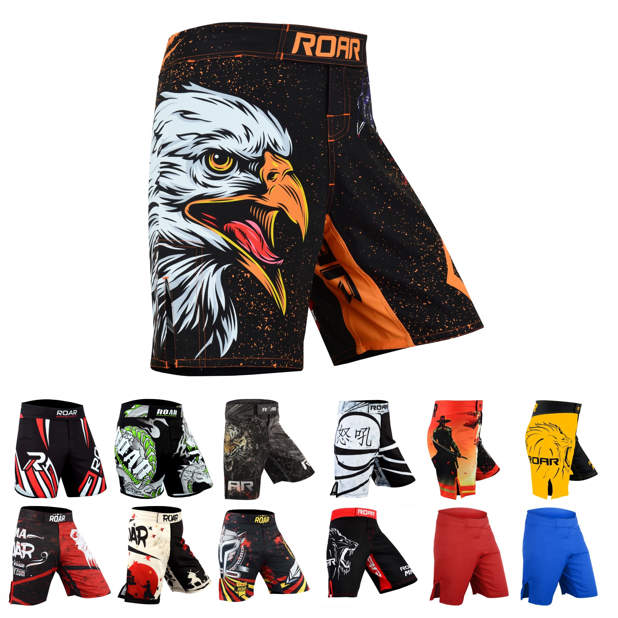 ROAR-INT MMA Fight Shorts Grappling Kickboxing Muay Thai Shorts BJJ Gym Training Running Athletic Wrestling Shorts