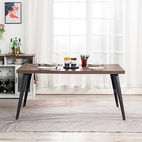 Homy Casa 63-Inch Dining Table Rectangular Kitchen Table for 4-6,