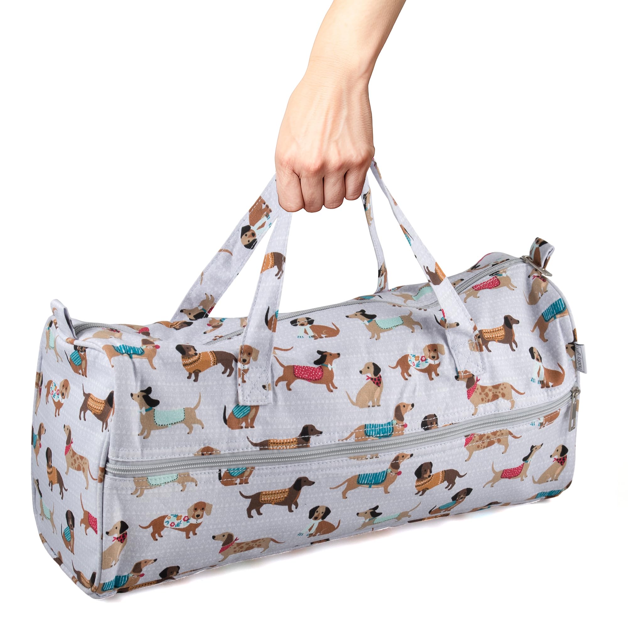 Hobby Gift Stricktasche Mittel mit durchgehendem Frontreißverschluss - Häkel-Organizer & Strickaufbewahrung für unterwegs, Basteltasche mit Fächern für Wolle, Zubehör & mehr