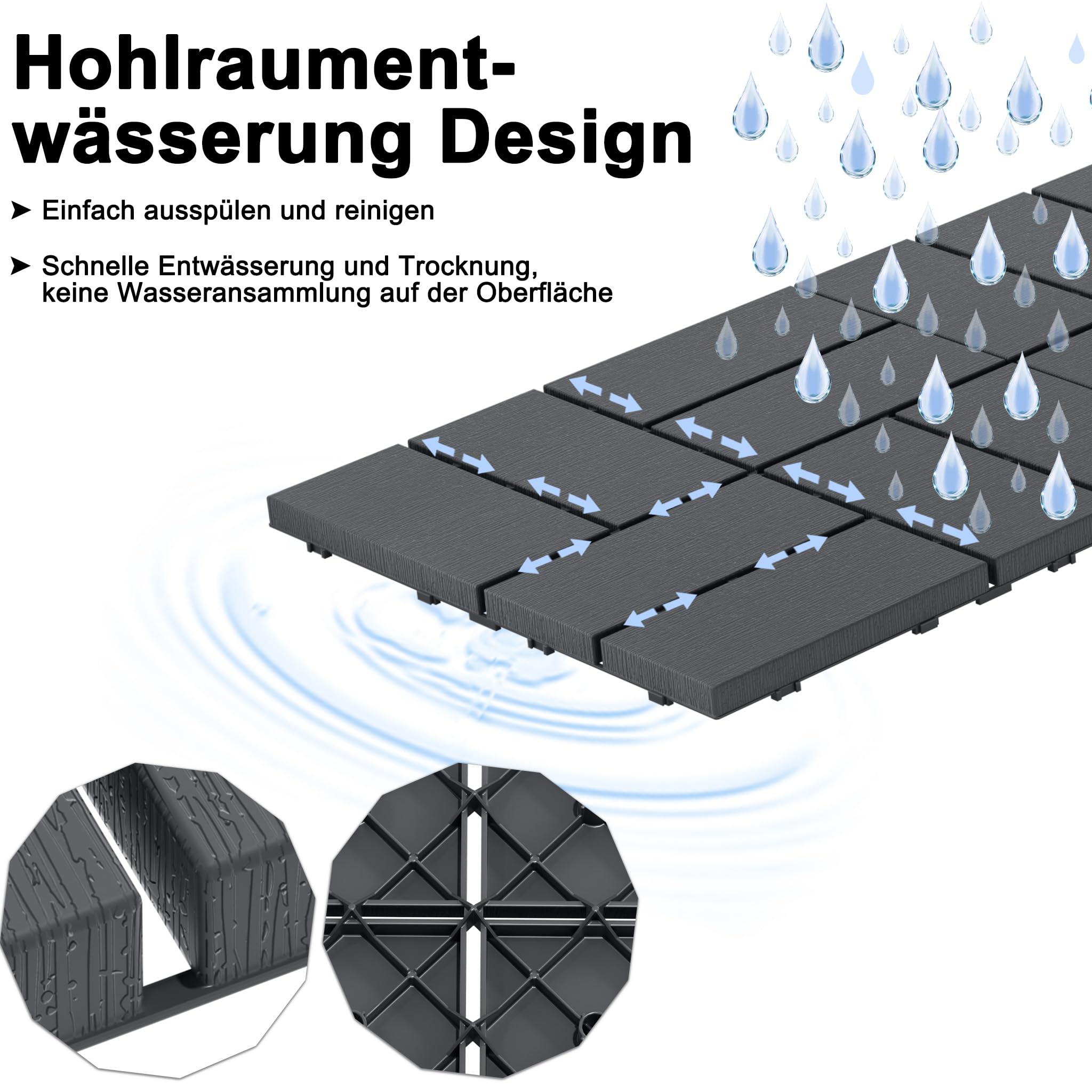 YRHome 5 m² – 55 płytek o wyglądzie drewna, płytki balkonowe, na klik, 30 x 30 cm, płytki tarasowe, odporne na działanie warunków atmosferycznych, antypoślizgowe płytki podłogowe, na taras, balkon
