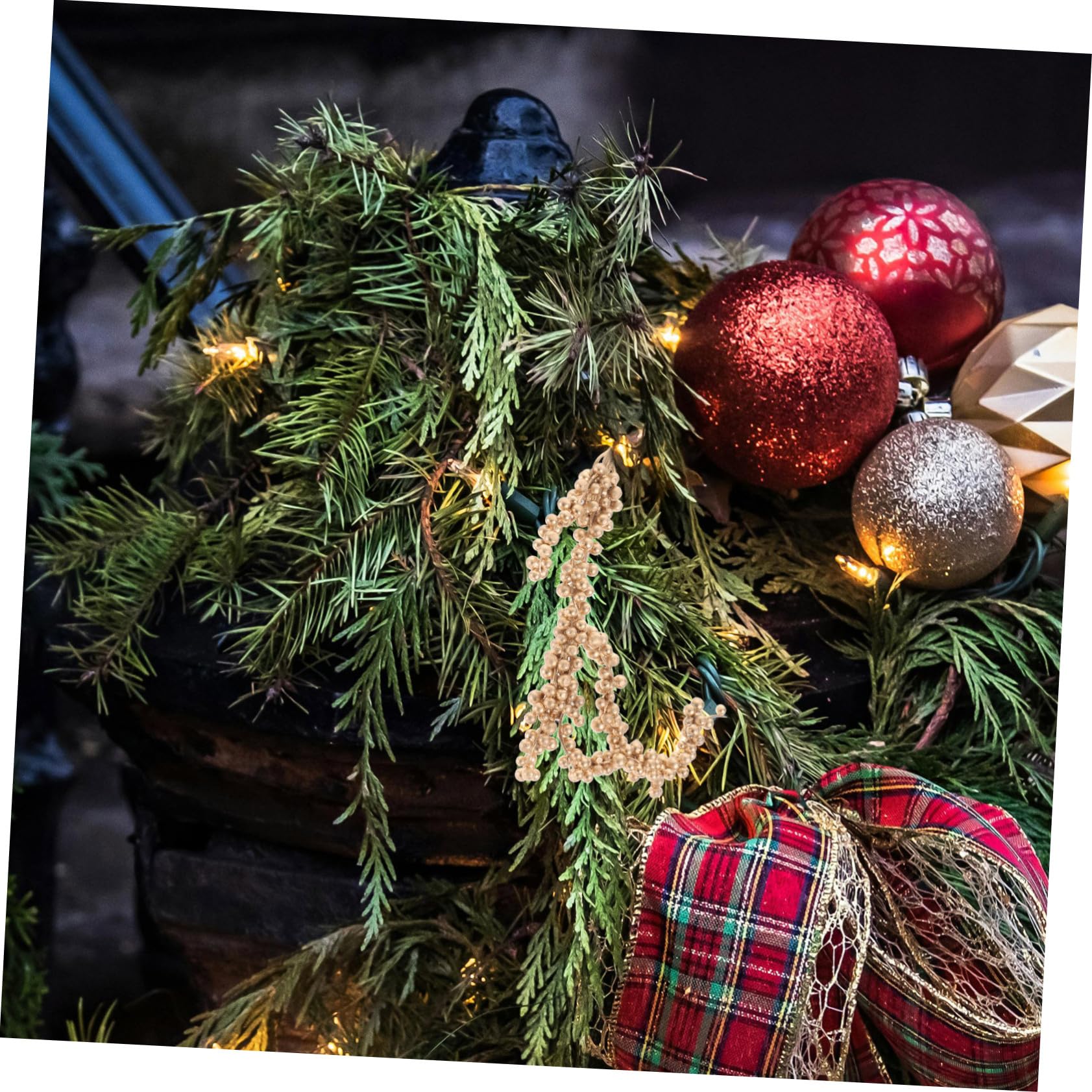 Lot De 3 Branches De Baies Artificielles Dorées Dorées Mousseuses Décoratives en Plastique pour Noël Décoration Intérieure Fête