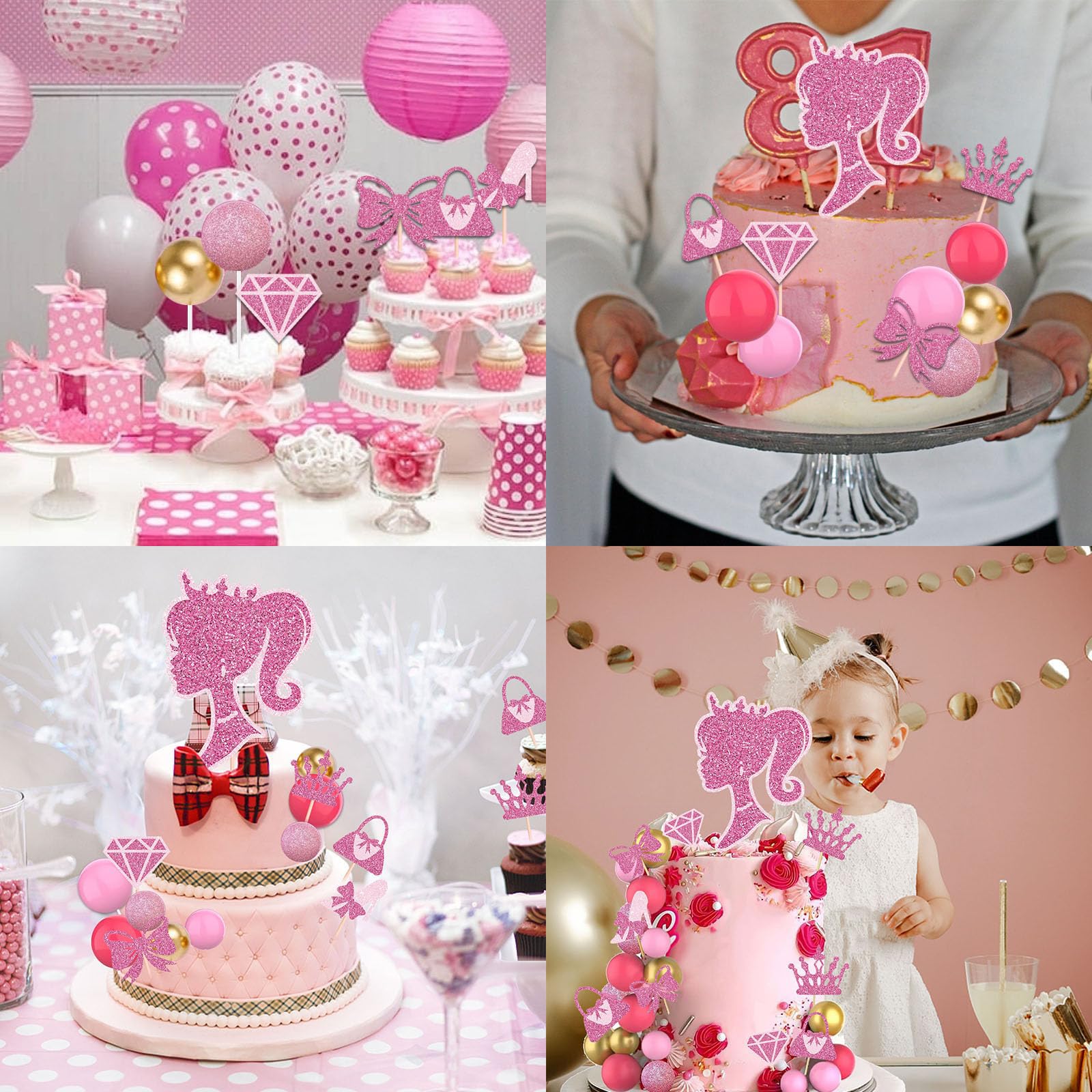 Regendeko Happy Birthday Lady Taartdecoratie, make-up, meisjes, taartdecoratie, cupcake-toppers, verjaardagstaart, decoratie (1