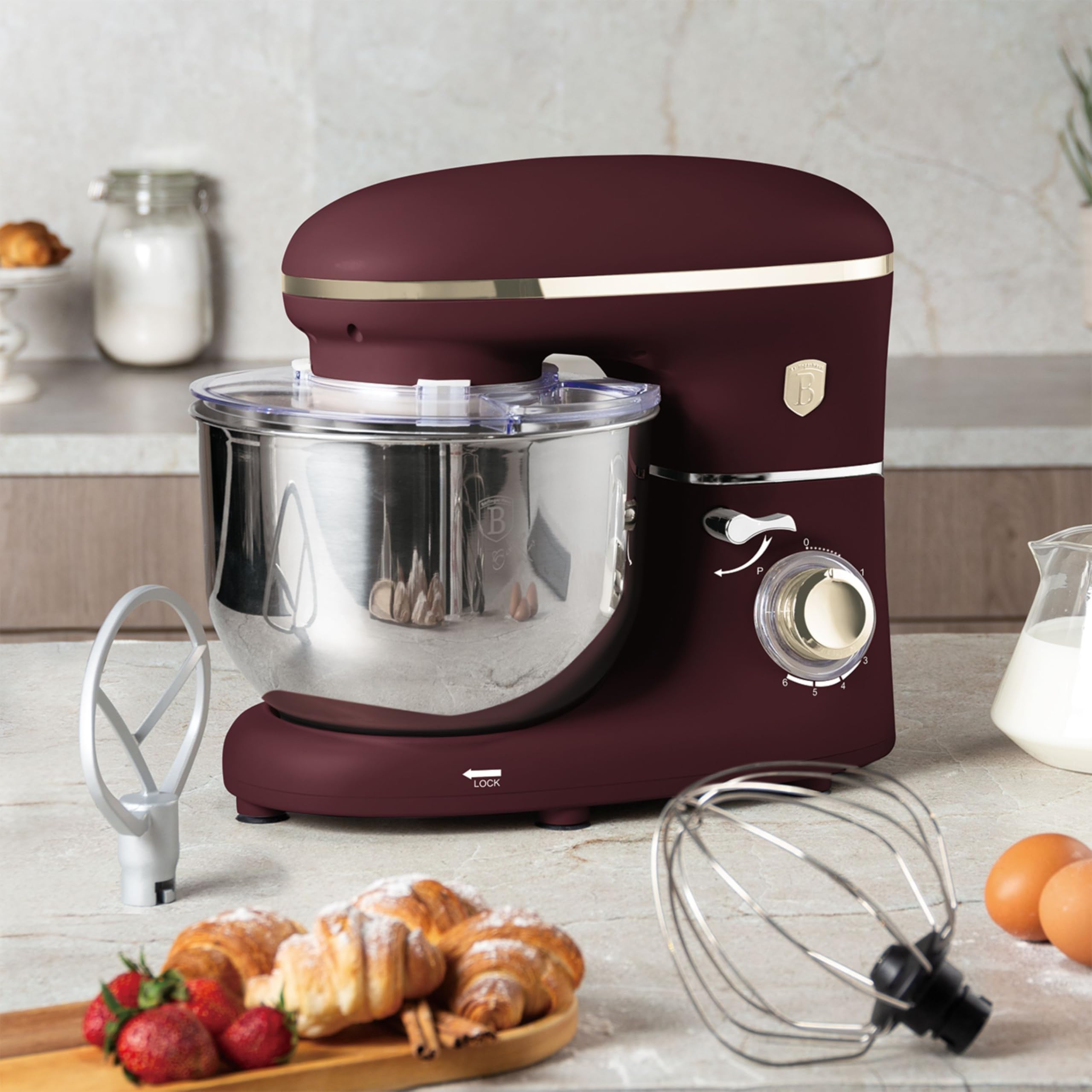 Berlinger Haus Leonardo Collection Robot kuchenny z miską ze stali nierdzewnej, 6 l, 1300 W, 6 biegów, z funkcją pulsu