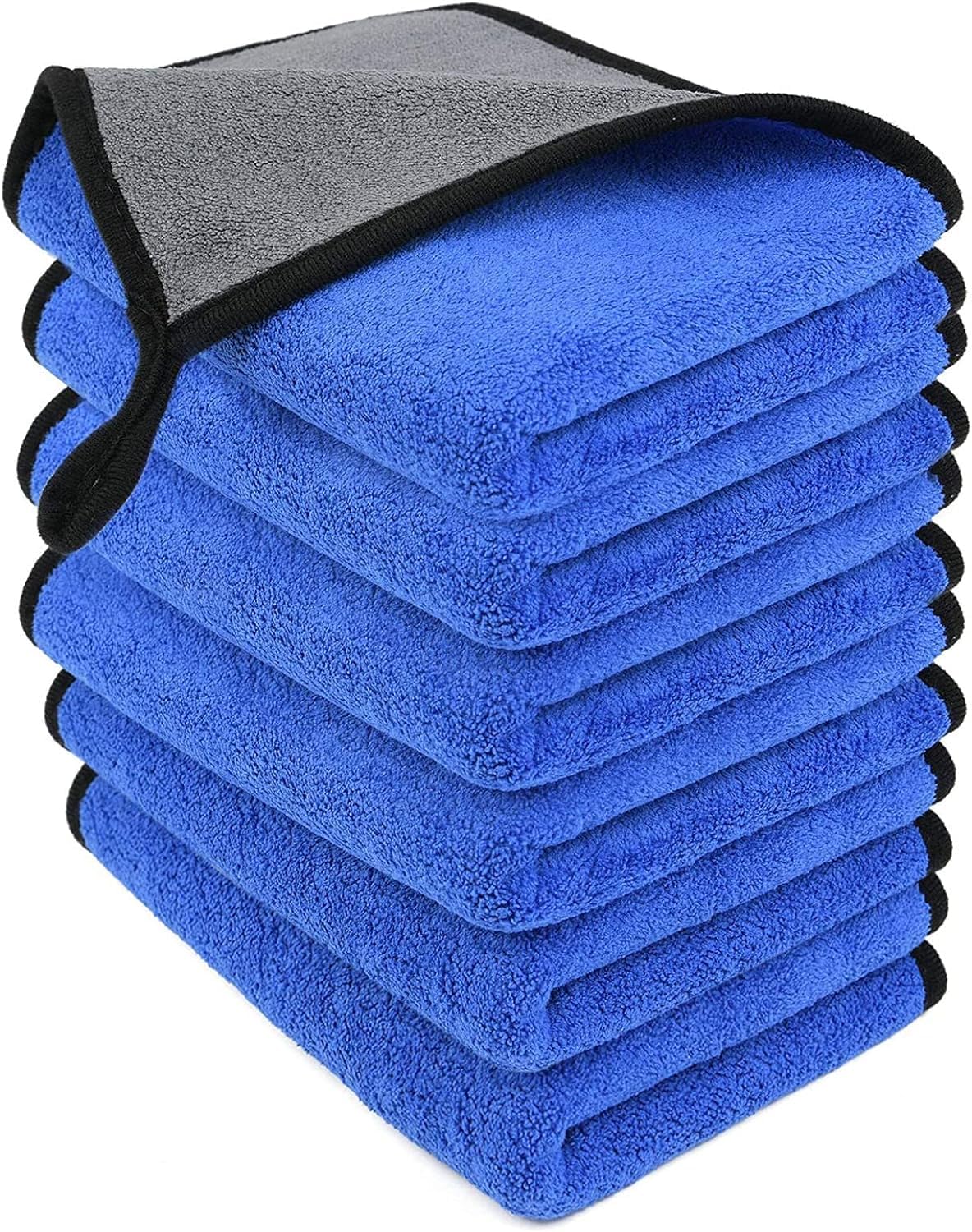 McMola Microfibre Cleaning Cloths, 6 Pack, Two-layer Thickened Towels, Lint Free Super Absorbent Towel for Household and Car Washing, Drying, Detailing, 40x30cm