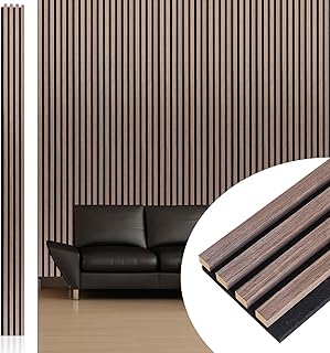 NeatiEase Wood Wall Panels, 9 Feet Acoustic Slat Wall Panels for Interio...