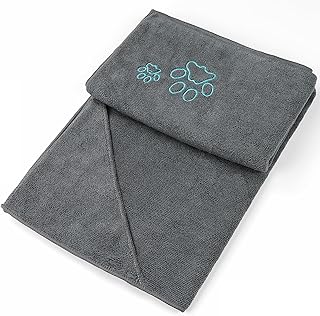 Winthome Hundehandtuch, hundehandtuch extra saugfähig, microfaser handtücher für Hunde Katzen, Großer Hunde Bademantel Schnelltrocknend Warm (77x97cm, Grau) product image