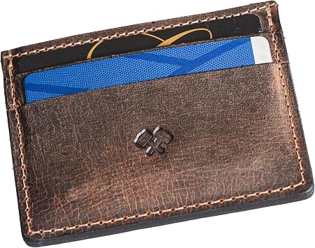 Mens Slim Leather Wallet Minimalist Front Pocket Wallet for Men, Full-Grain Leather, Made in USA