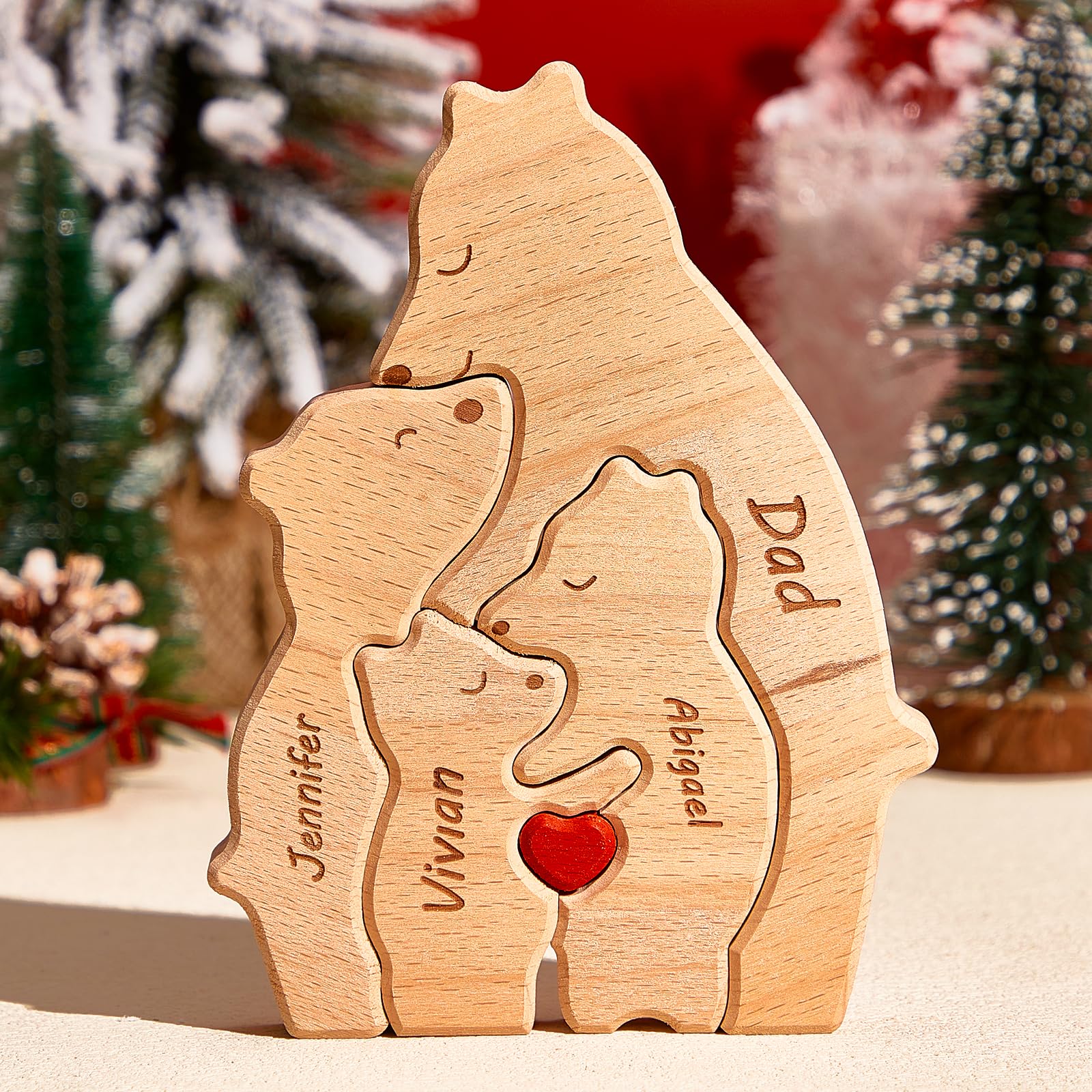 Personalised Wooden Bears Family Puzzle Gifts with 1-8 Names, Custom Jigsaw Puzzle, Home Decoration Birthday Anniversary Mothers Day for Mom Dad Grandma Grandpa โ image 1